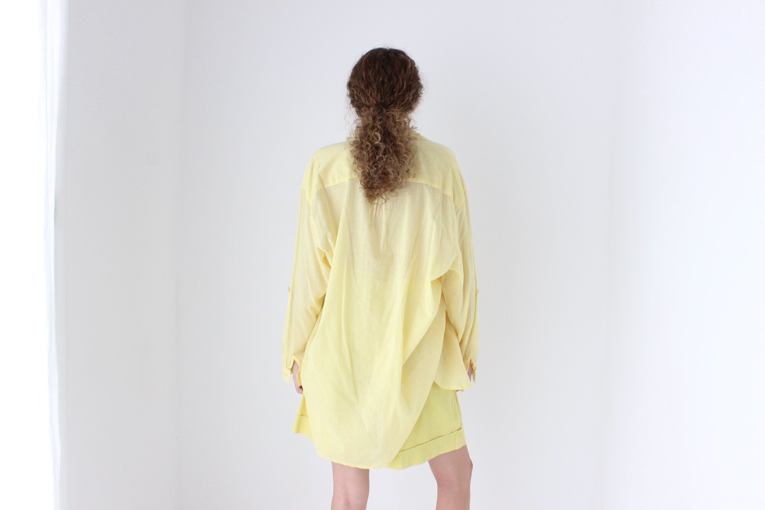 Gorgeous 90s Sheer Cotton Gauze Shirt Dress