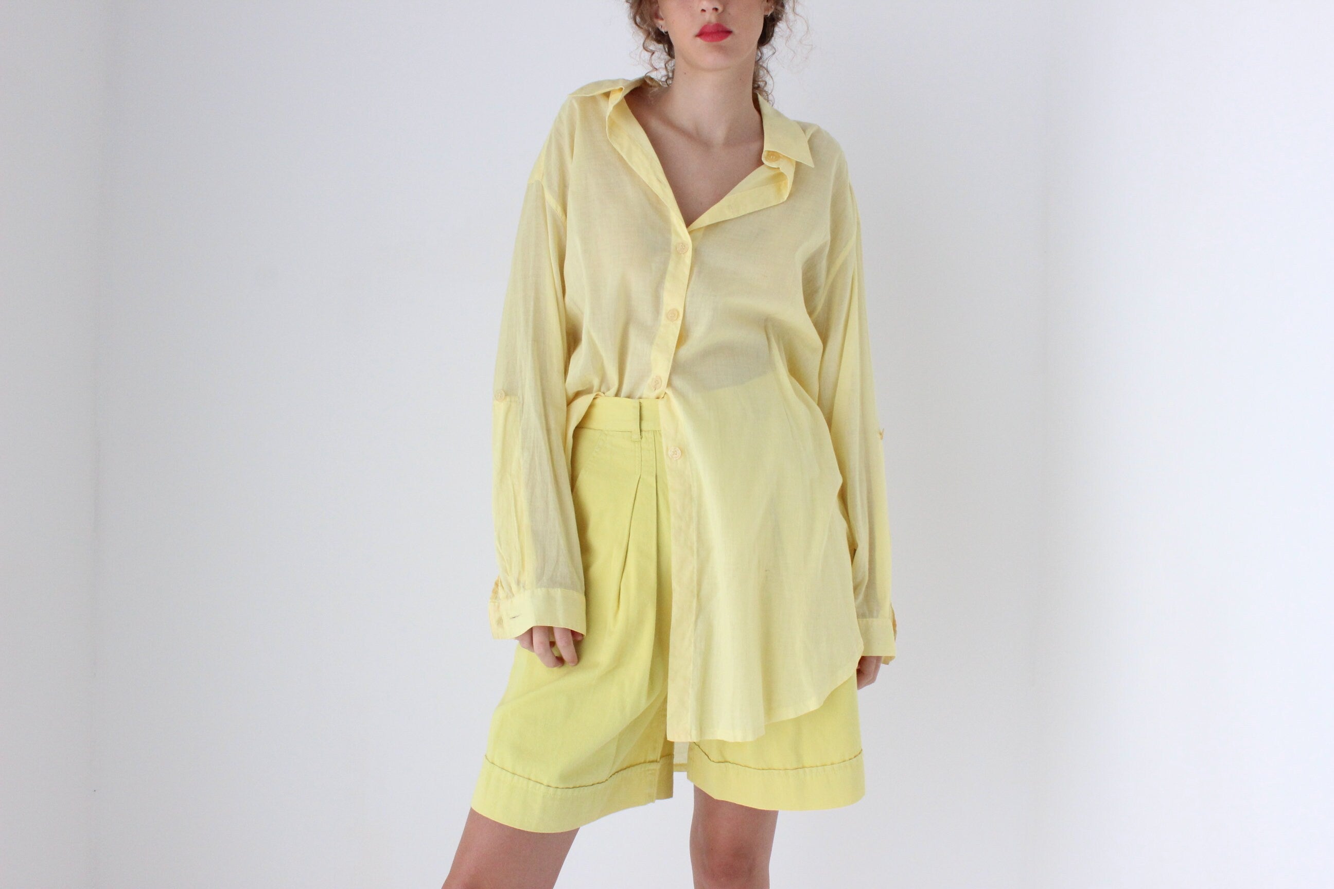 Gorgeous 90s Sheer Cotton Gauze Shirt Dress