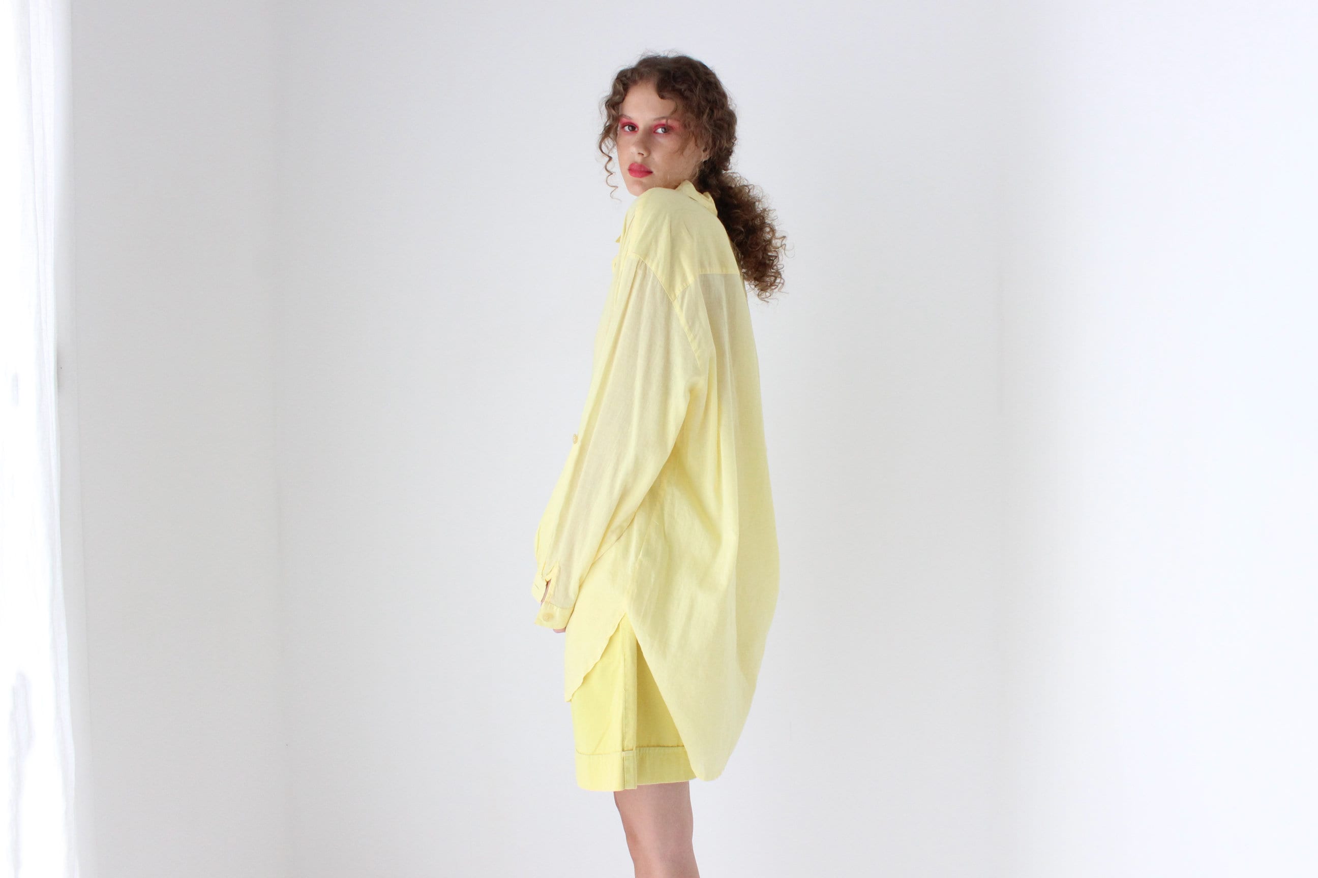 Gorgeous 90s Sheer Cotton Gauze Shirt Dress