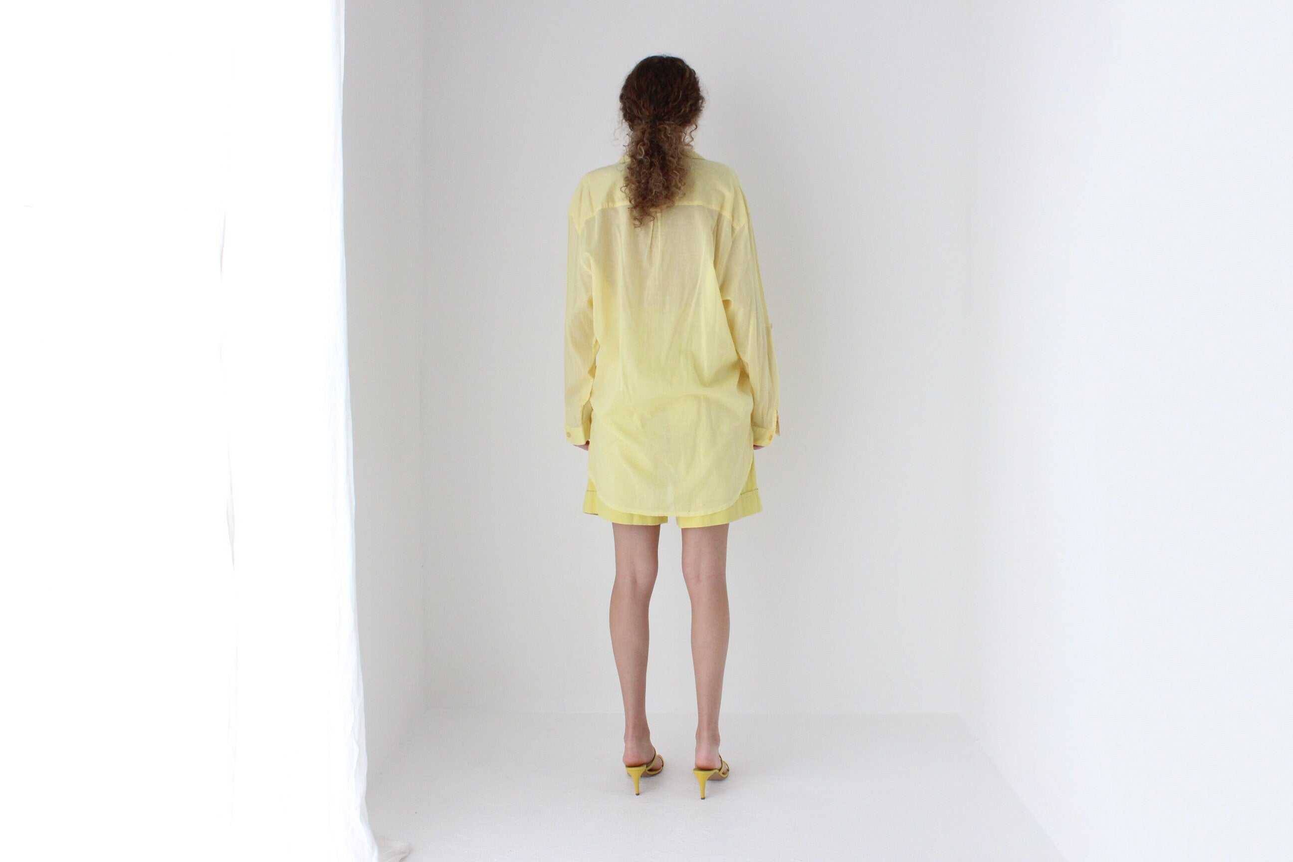Gorgeous 90s Sheer Cotton Gauze Shirt Dress
