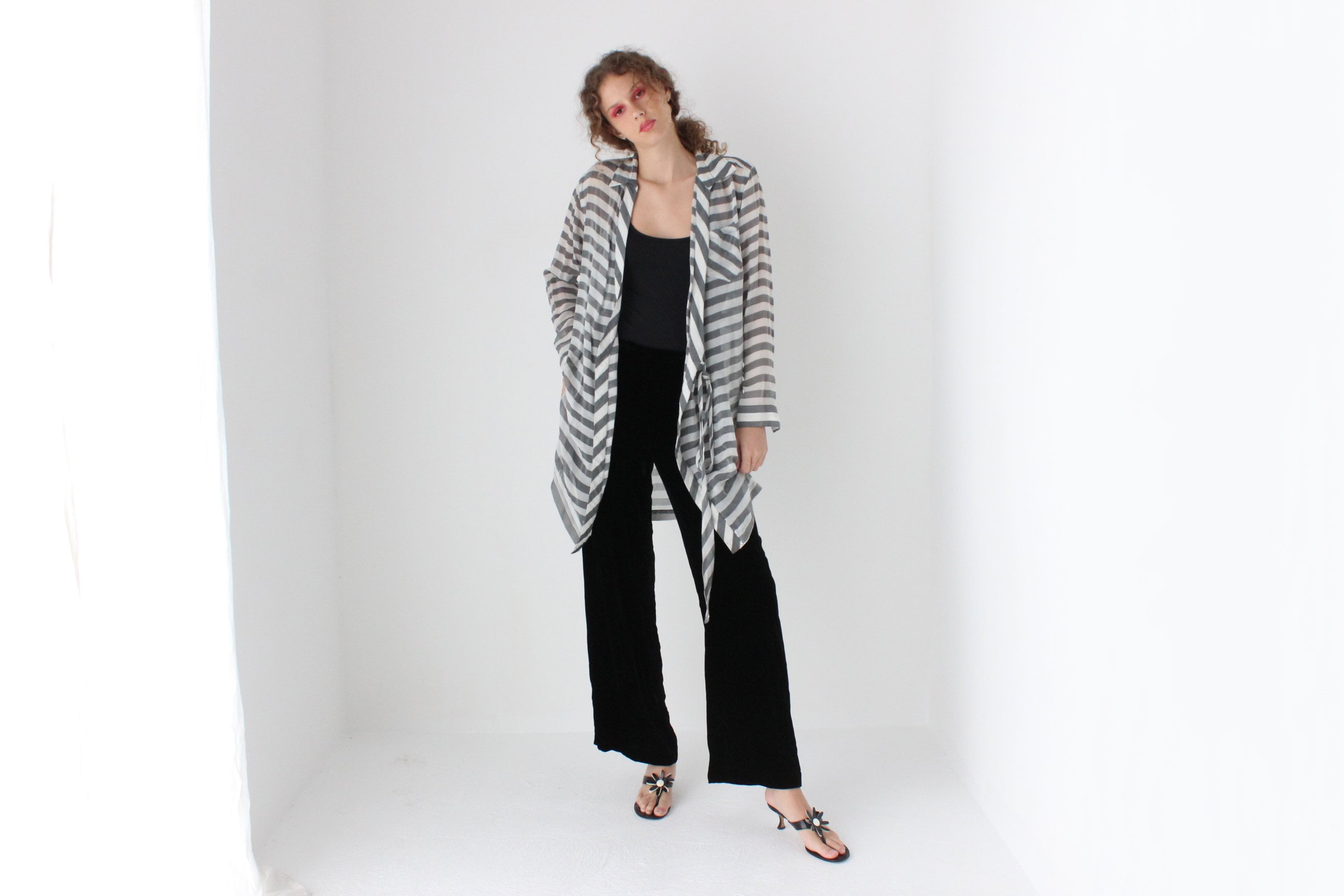 2000s Diane Von Furstenberg Striped Silk Wrap Top