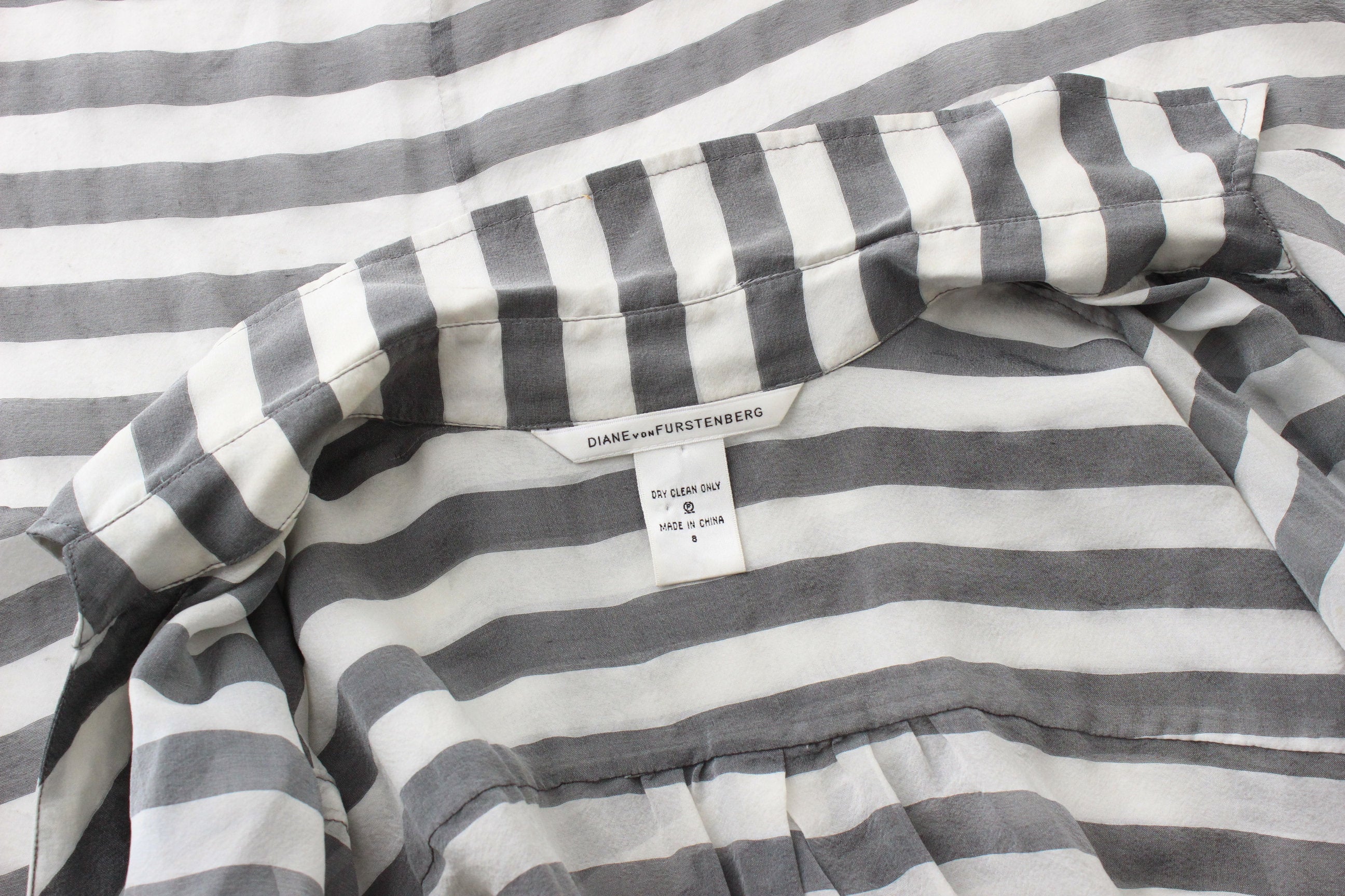 2000s Diane Von Furstenberg Striped Silk Wrap Top