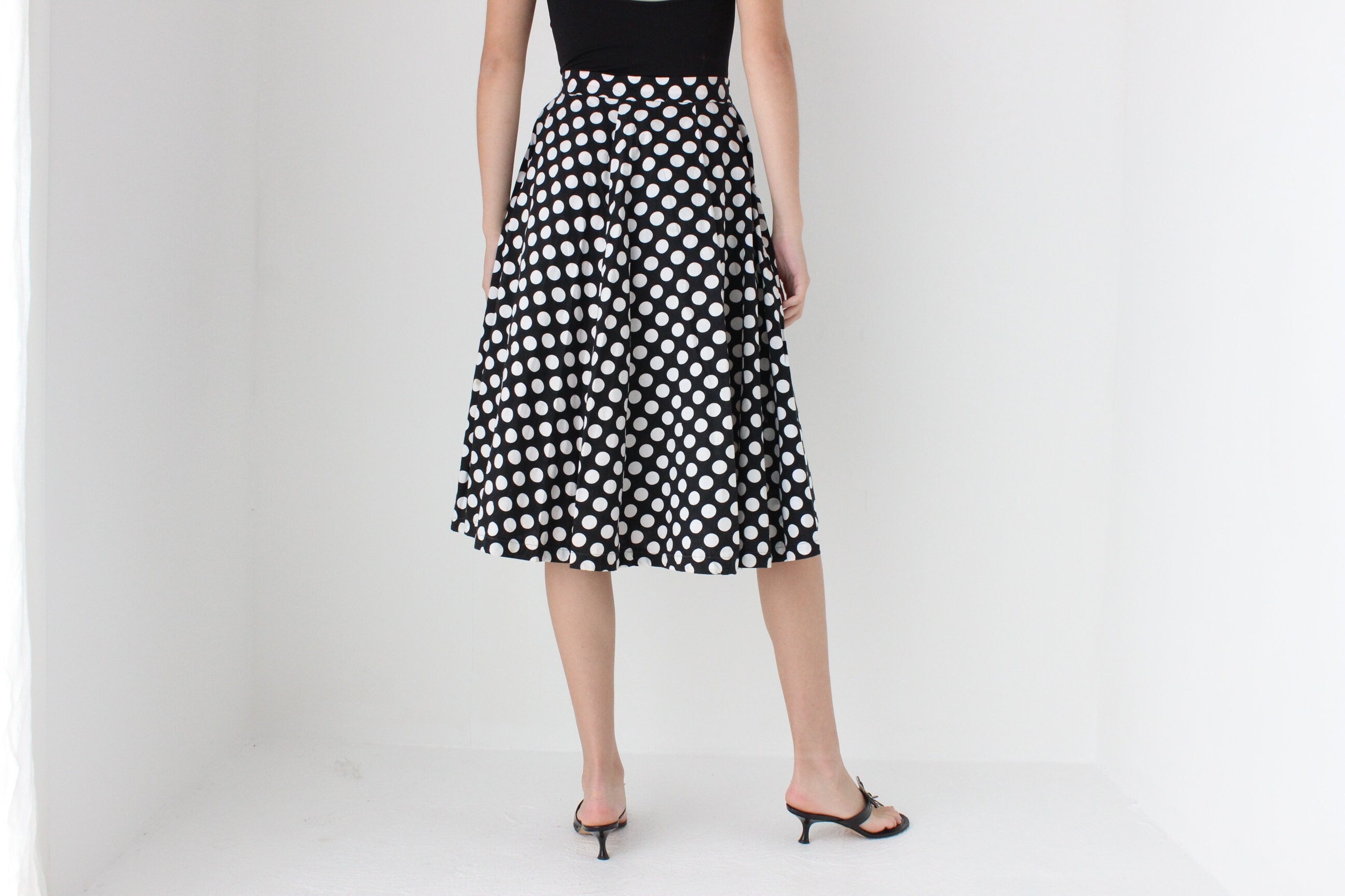 50s Vintage Cotton Polka Dot Skirt