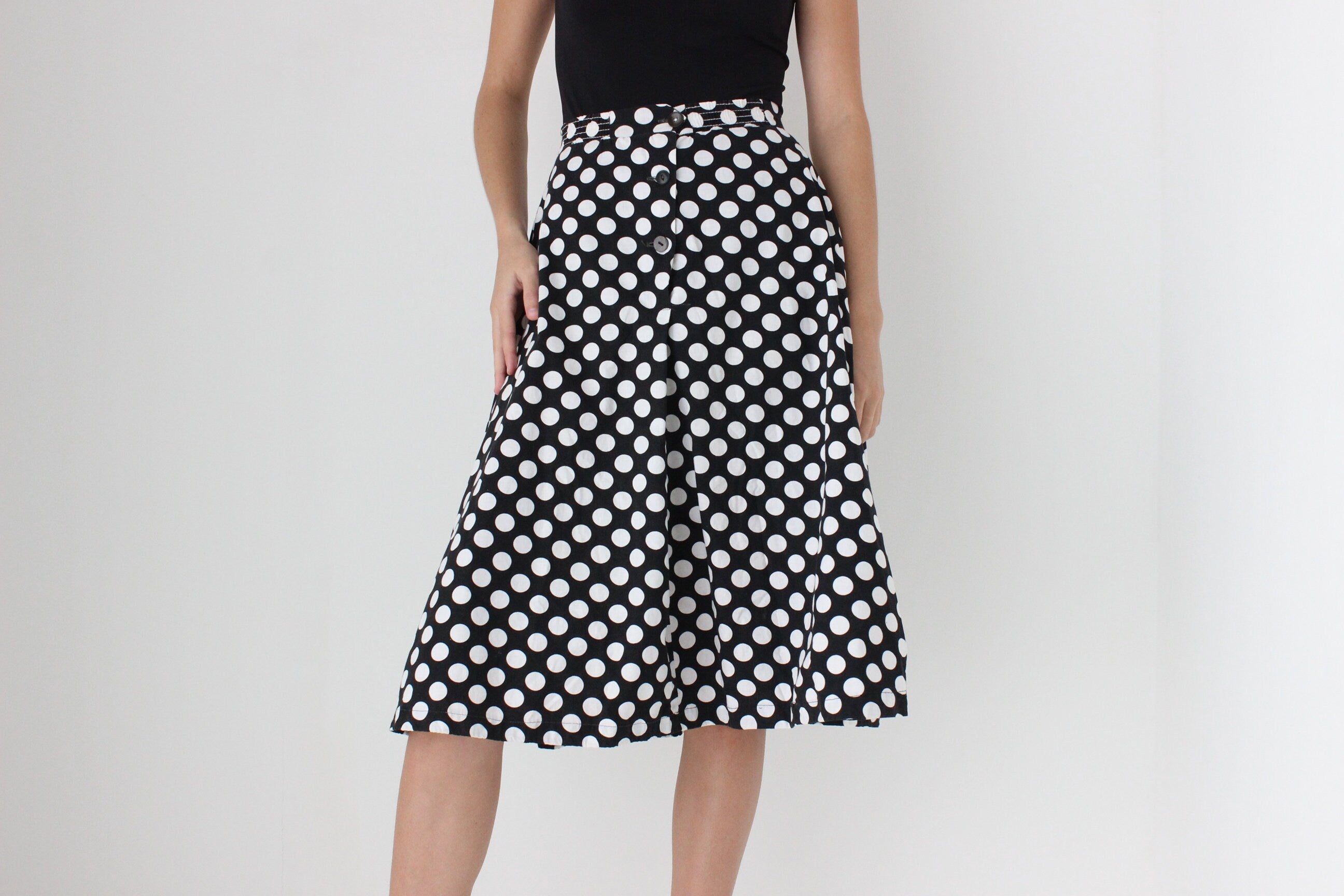 50s Vintage Cotton Polka Dot Skirt