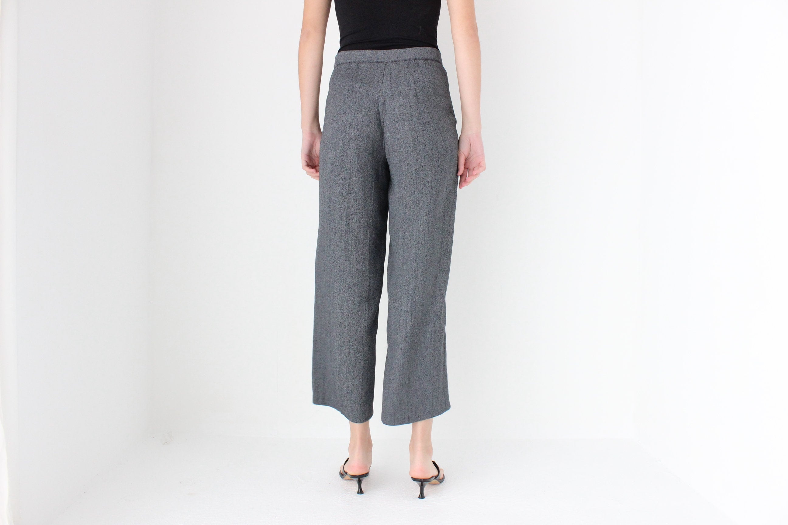 90s Grey Woven Relaxed Trousers