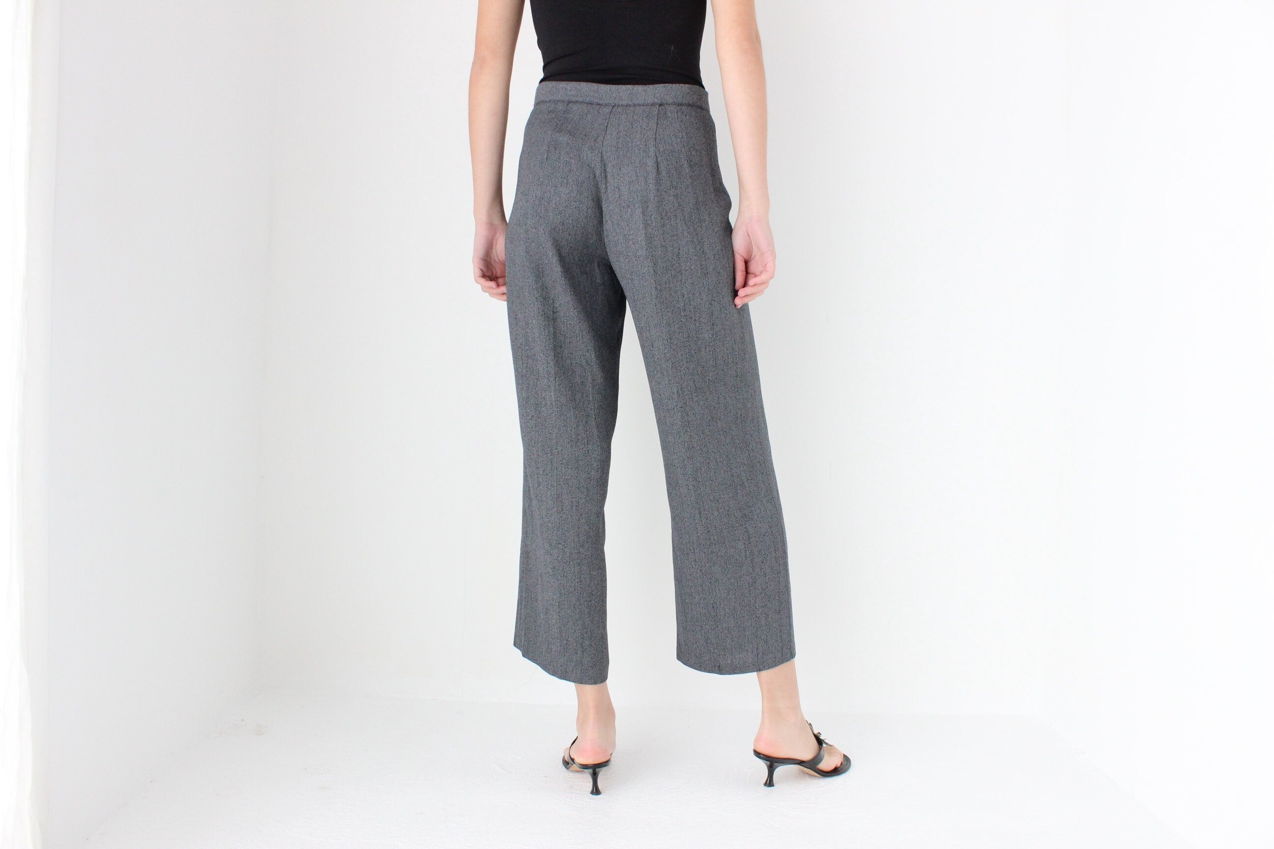 90s Grey Woven Relaxed Trousers