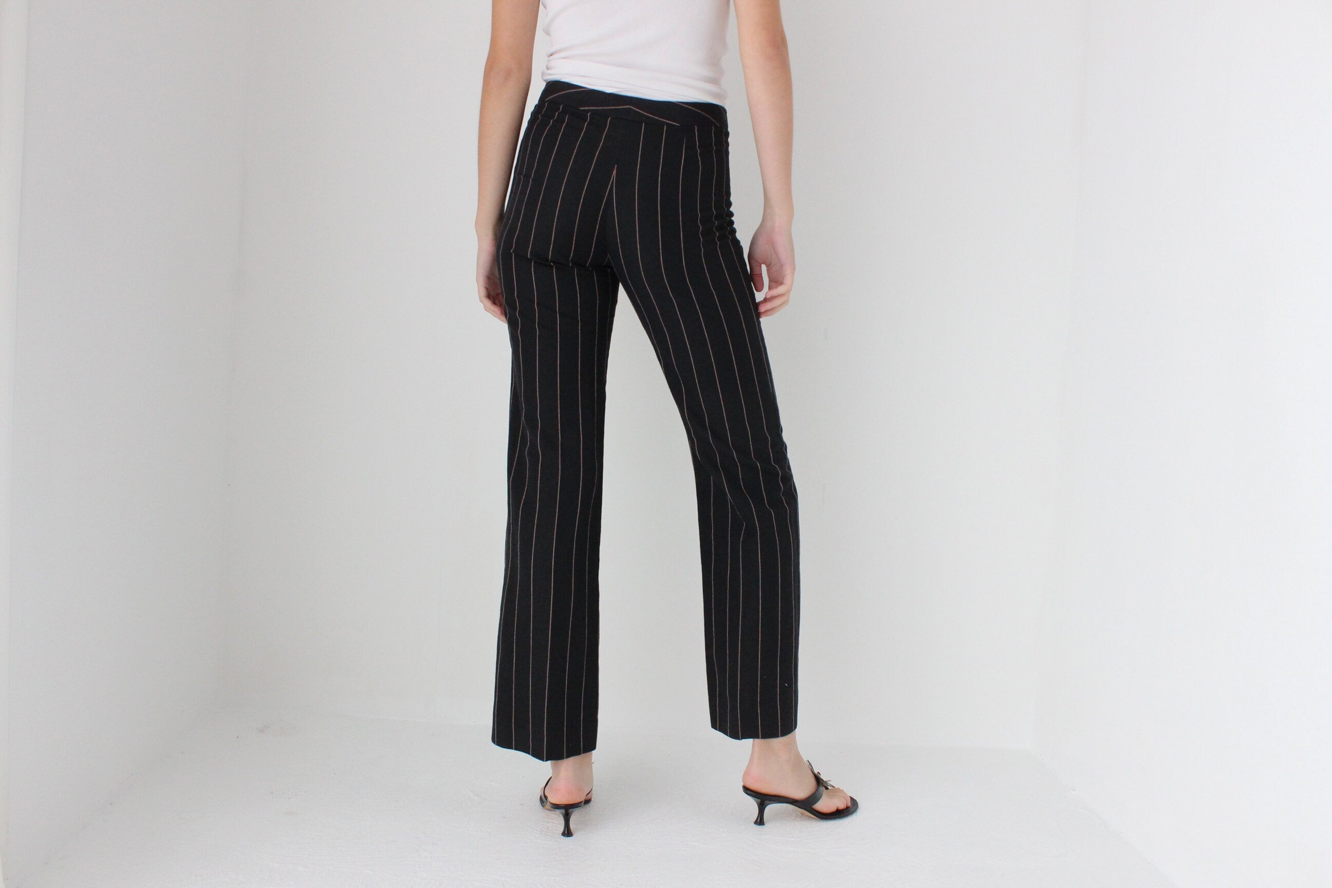 90s 'Dolce & Gabbana Basic' Pinstripe Linen Trousers