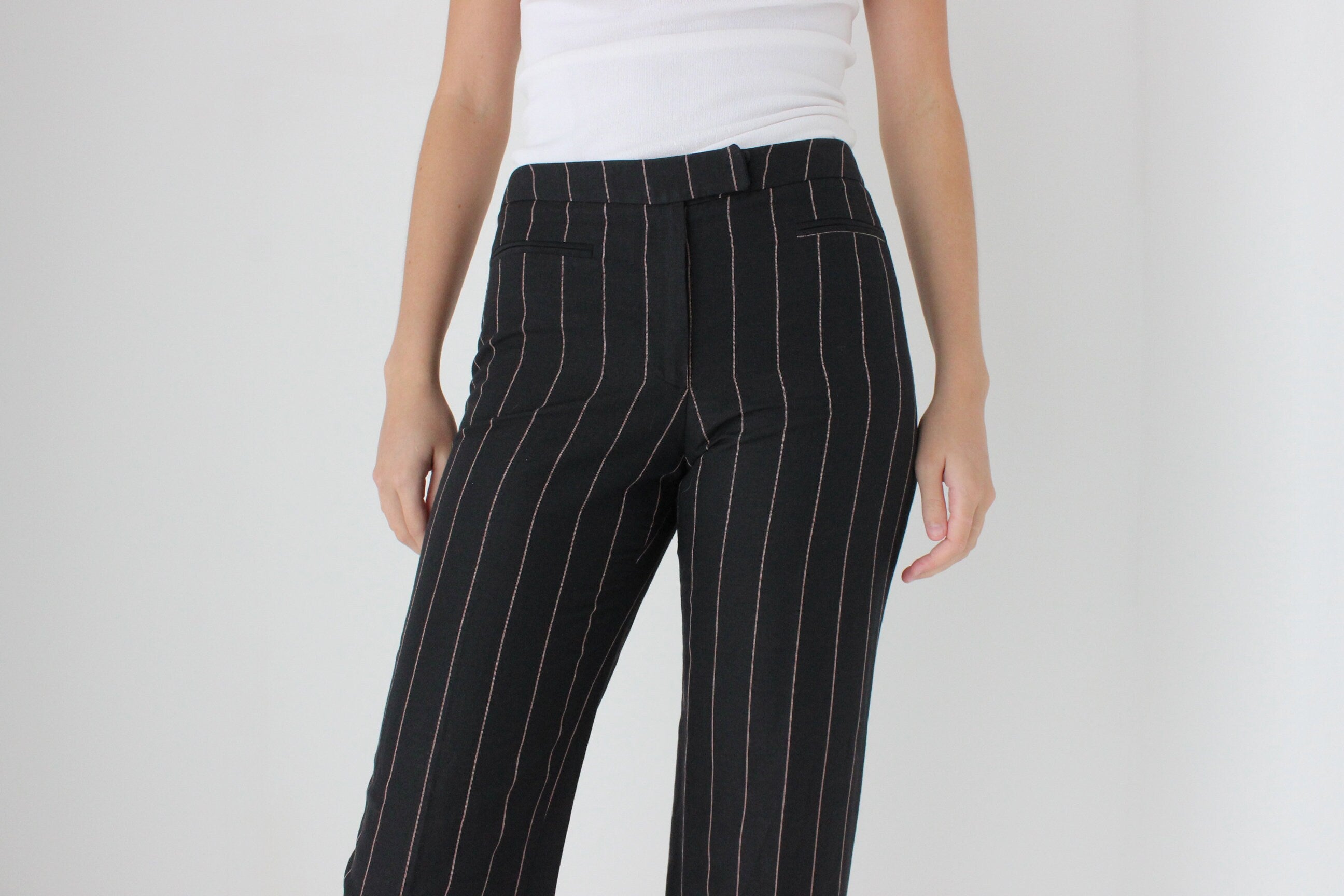 90s 'Dolce & Gabbana Basic' Pinstripe Linen Trousers