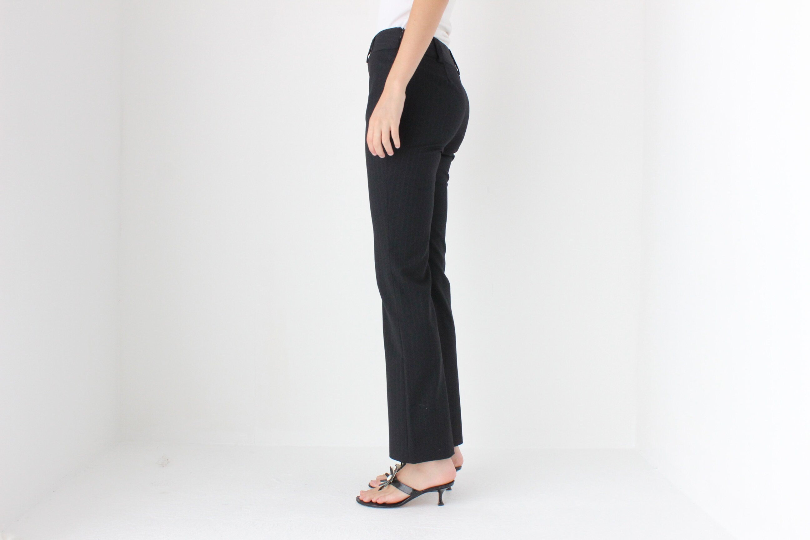 Y2K D&G Sexy Fitted Wool Pinstripe Bootcut Trousers
