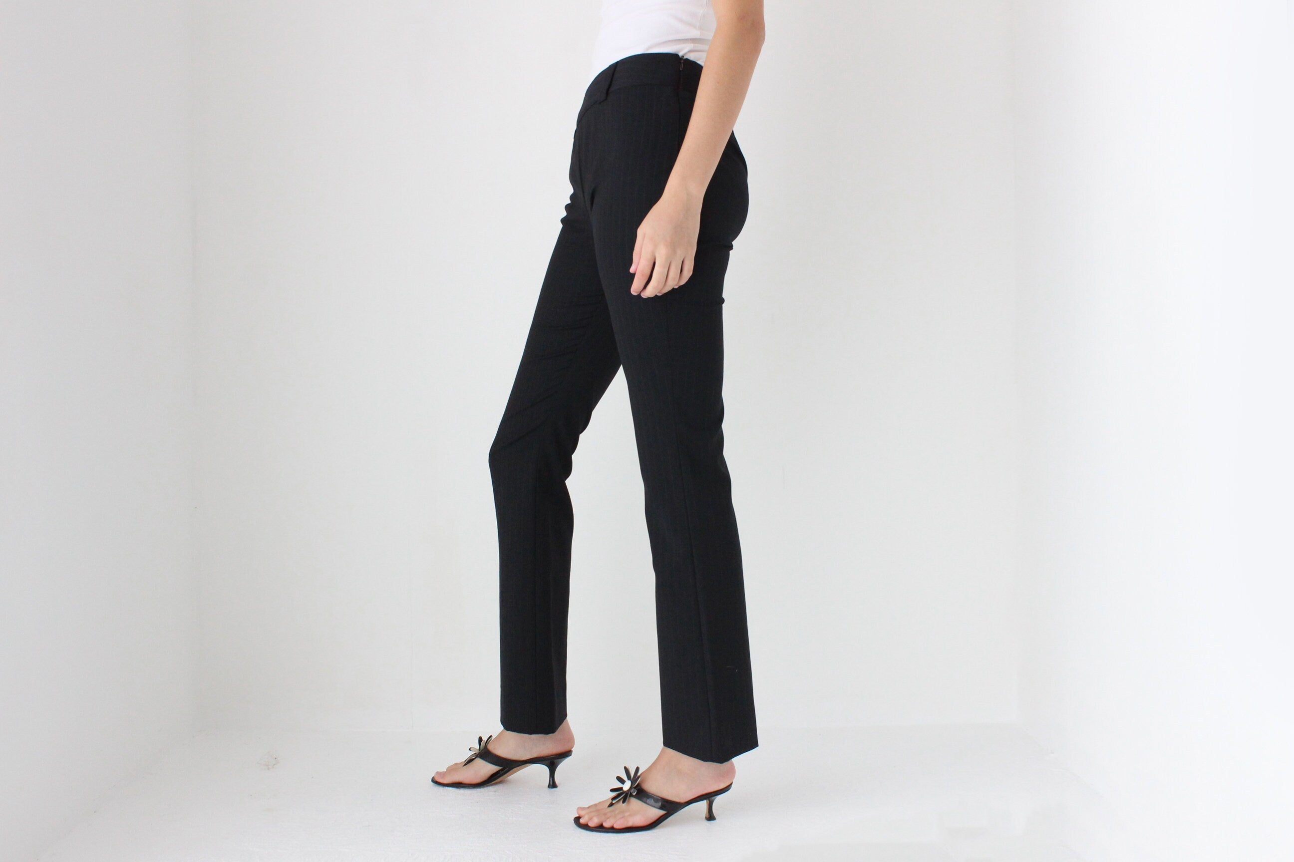 Y2K D&G Sexy Fitted Wool Pinstripe Bootcut Trousers