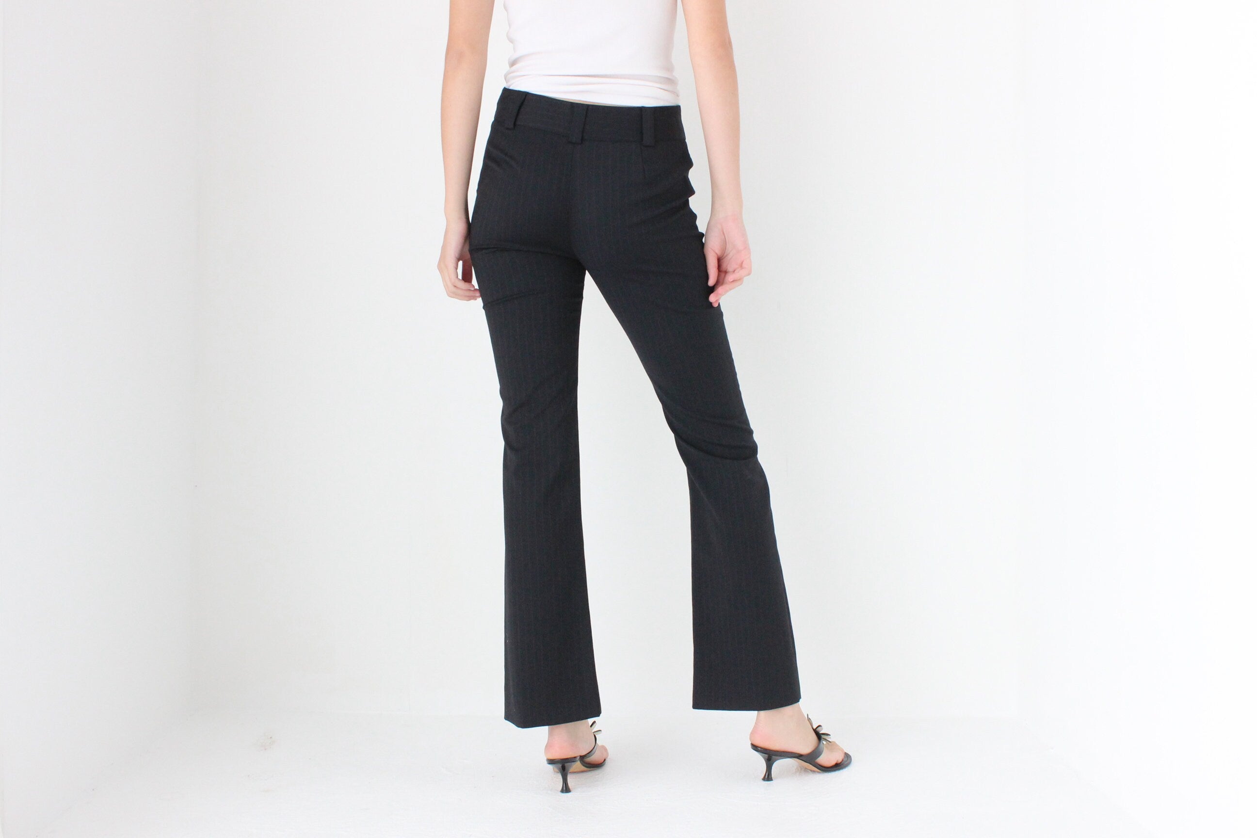 Y2K D&G Sexy Fitted Wool Pinstripe Bootcut Trousers