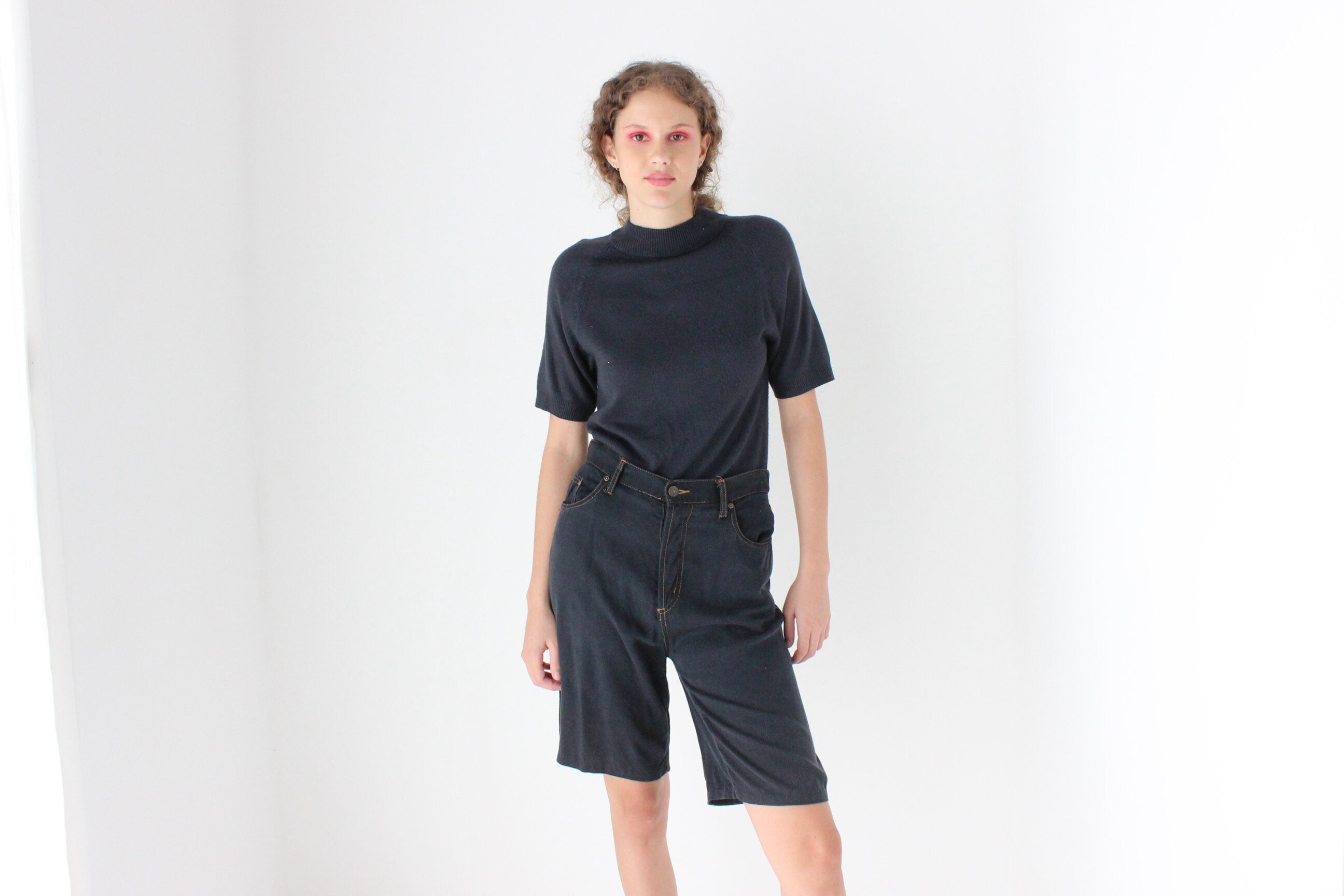 90s Modal Rayon Knee Length Mom Shorts