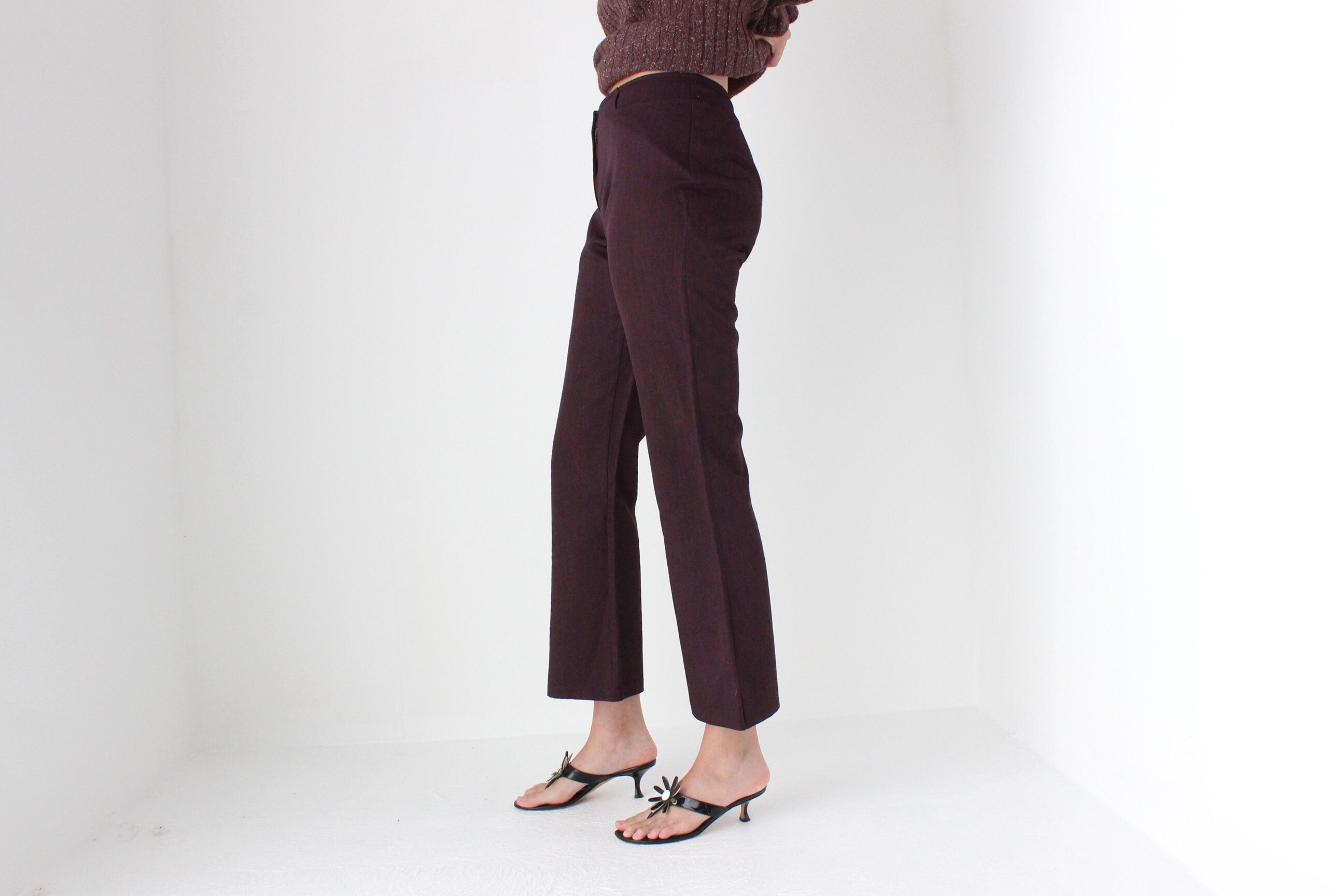90s Beautifully Fitted Cropped Eggplant Trousers