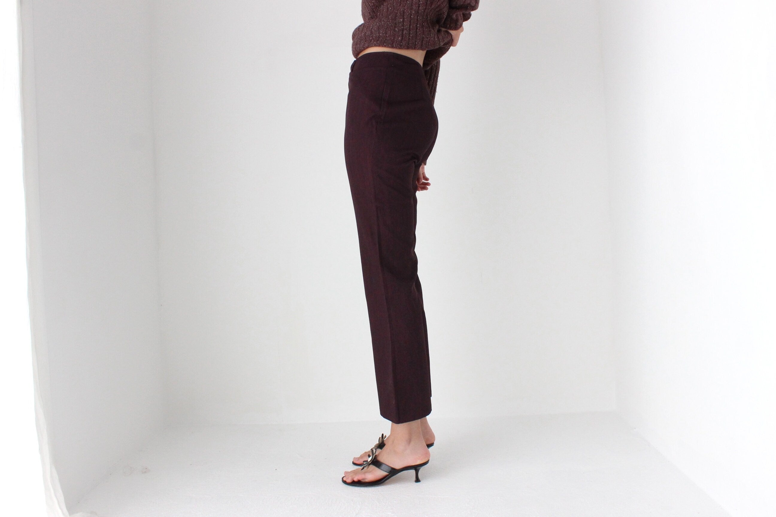 90s Beautifully Fitted Cropped Eggplant Trousers