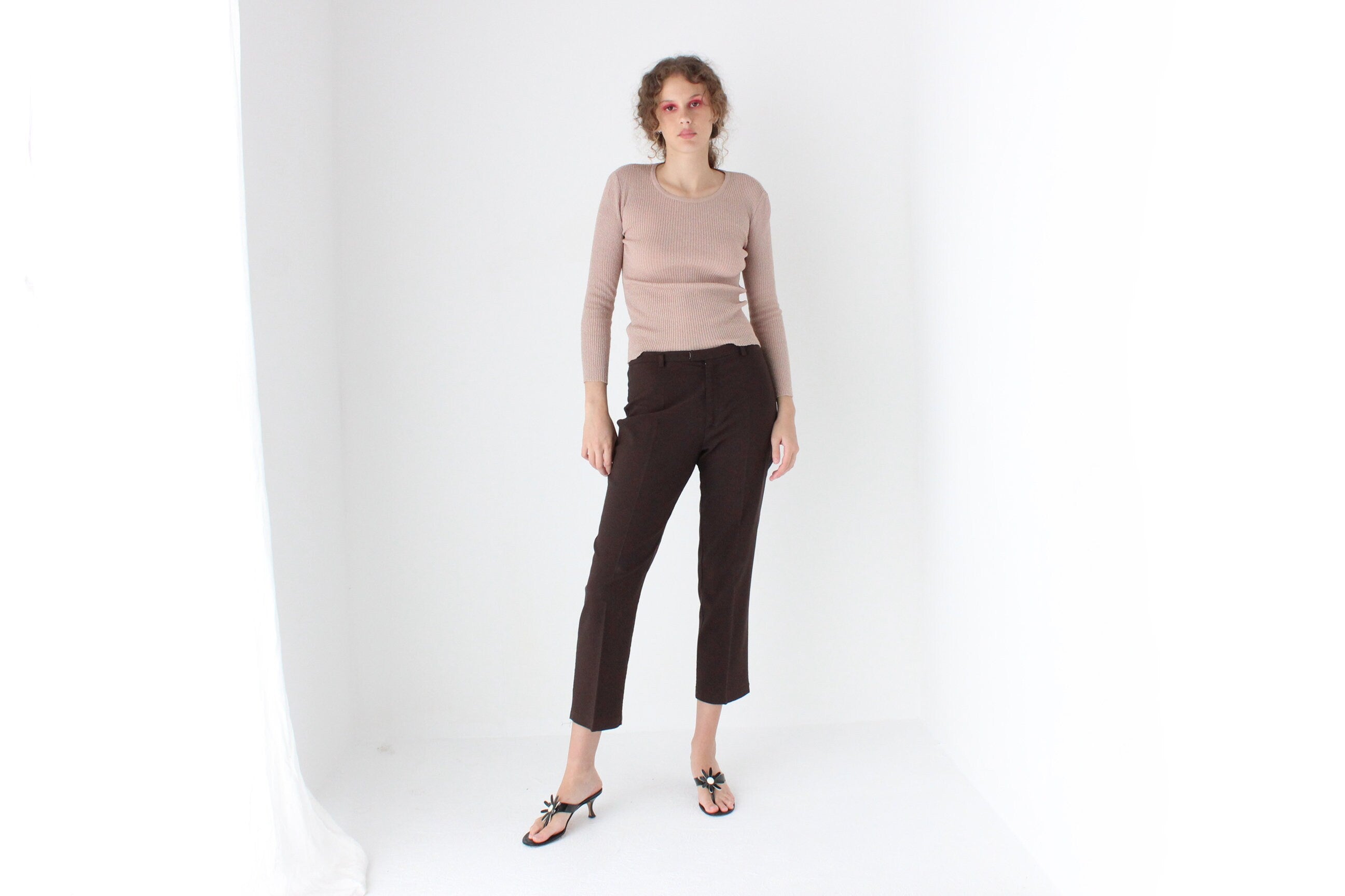 90s Fitted Cropped Chocolate Trousers