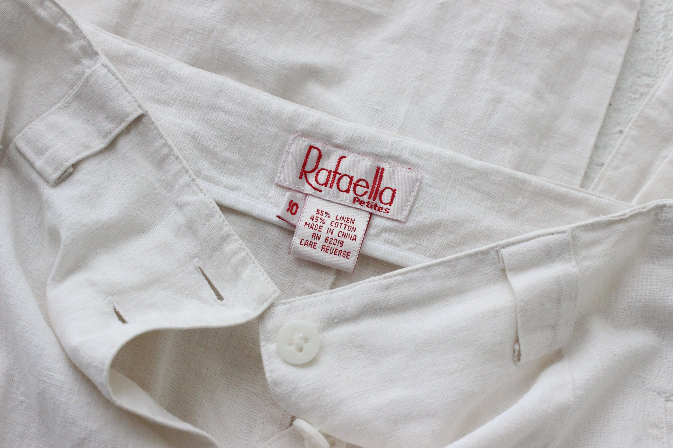 80s White Cotton Linen Button Front Skirt