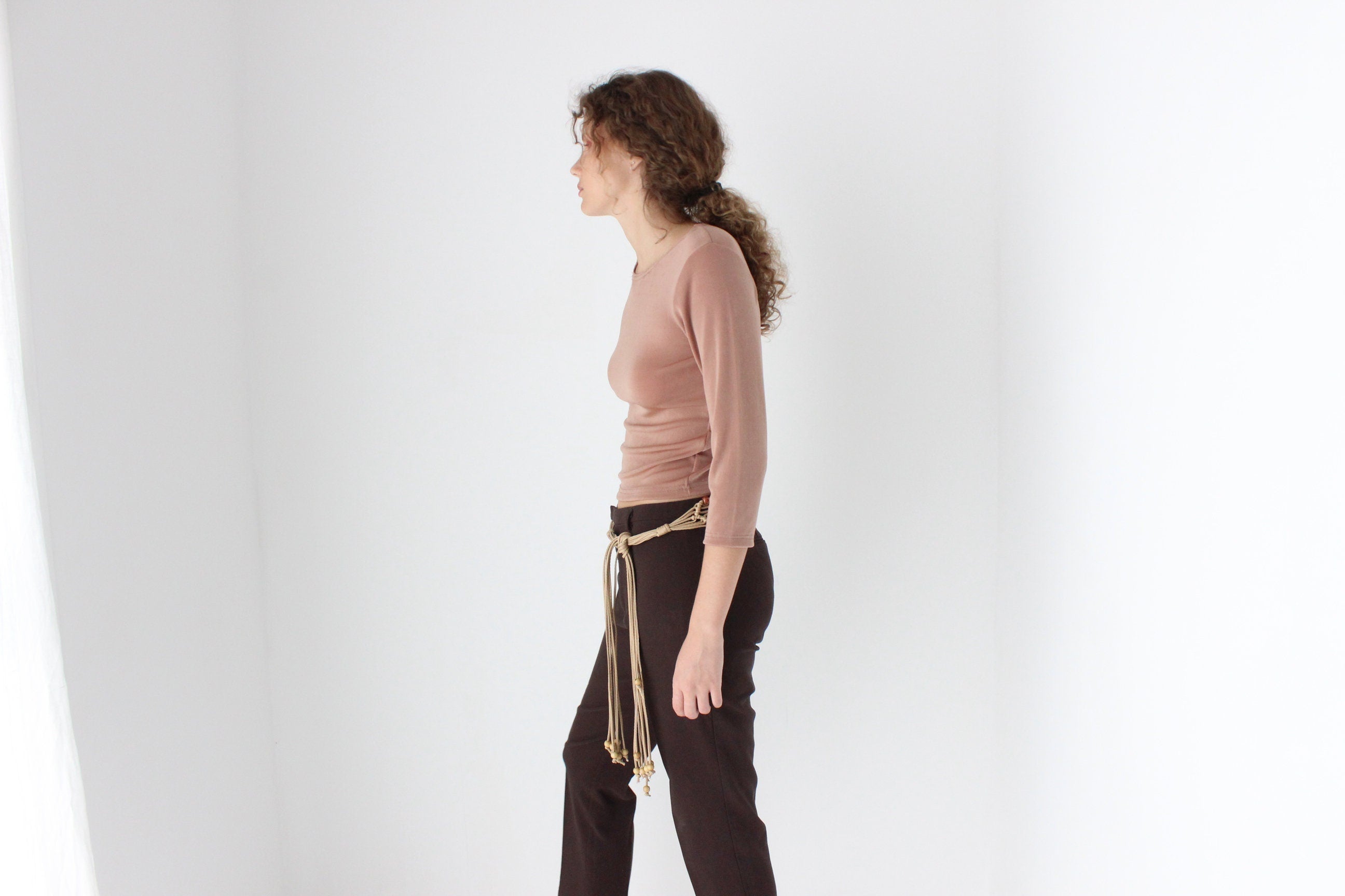90s Neutral Second Skin Stretch Top