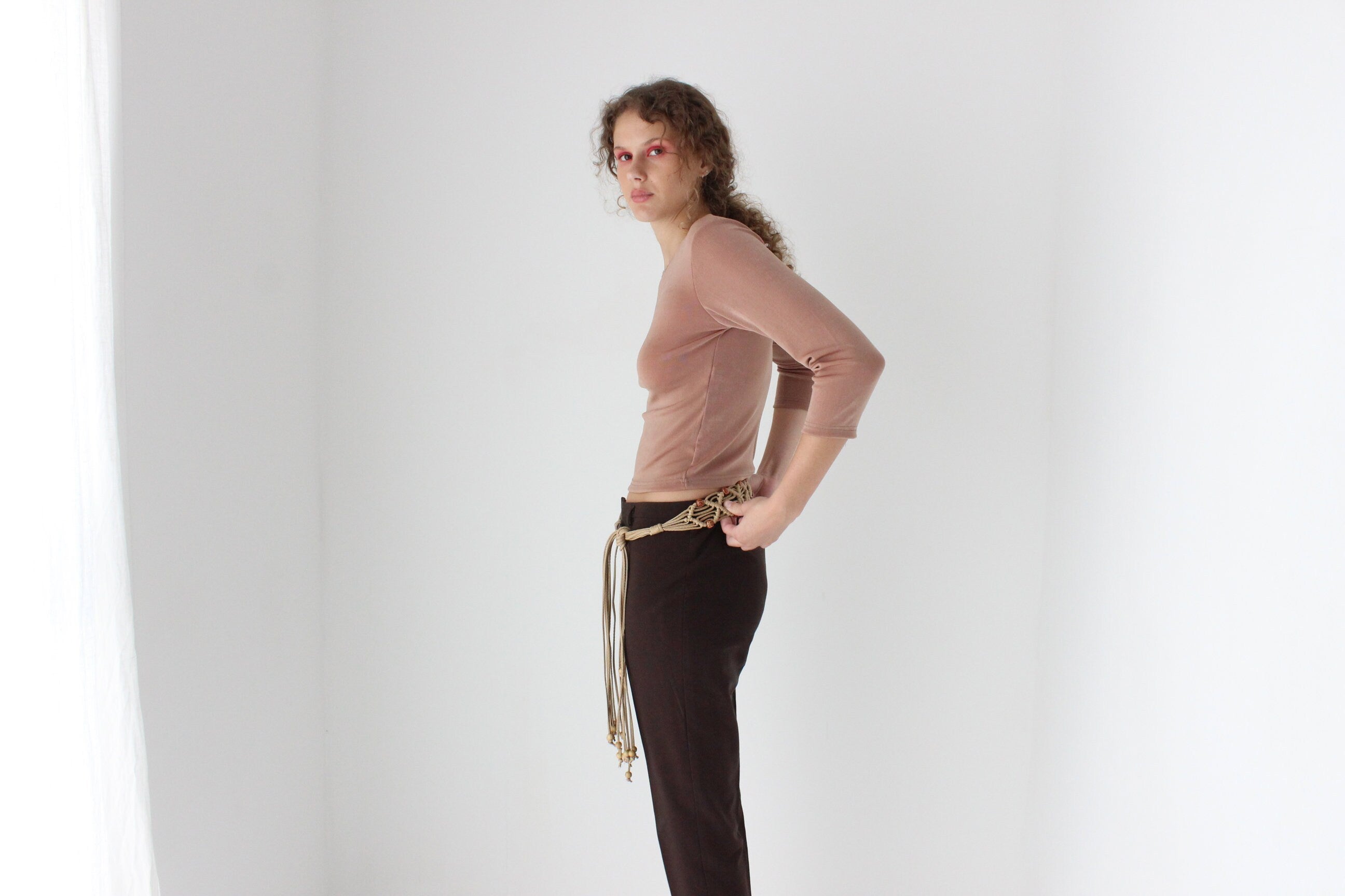 Y2K Braided Vinyl & Beaded Rope Tie Up Belt