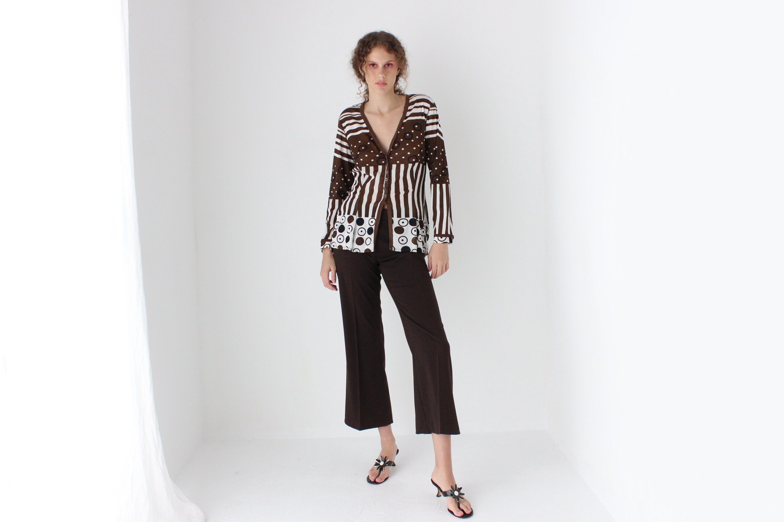 90s Unique Surrealist Abstract Mesh Top