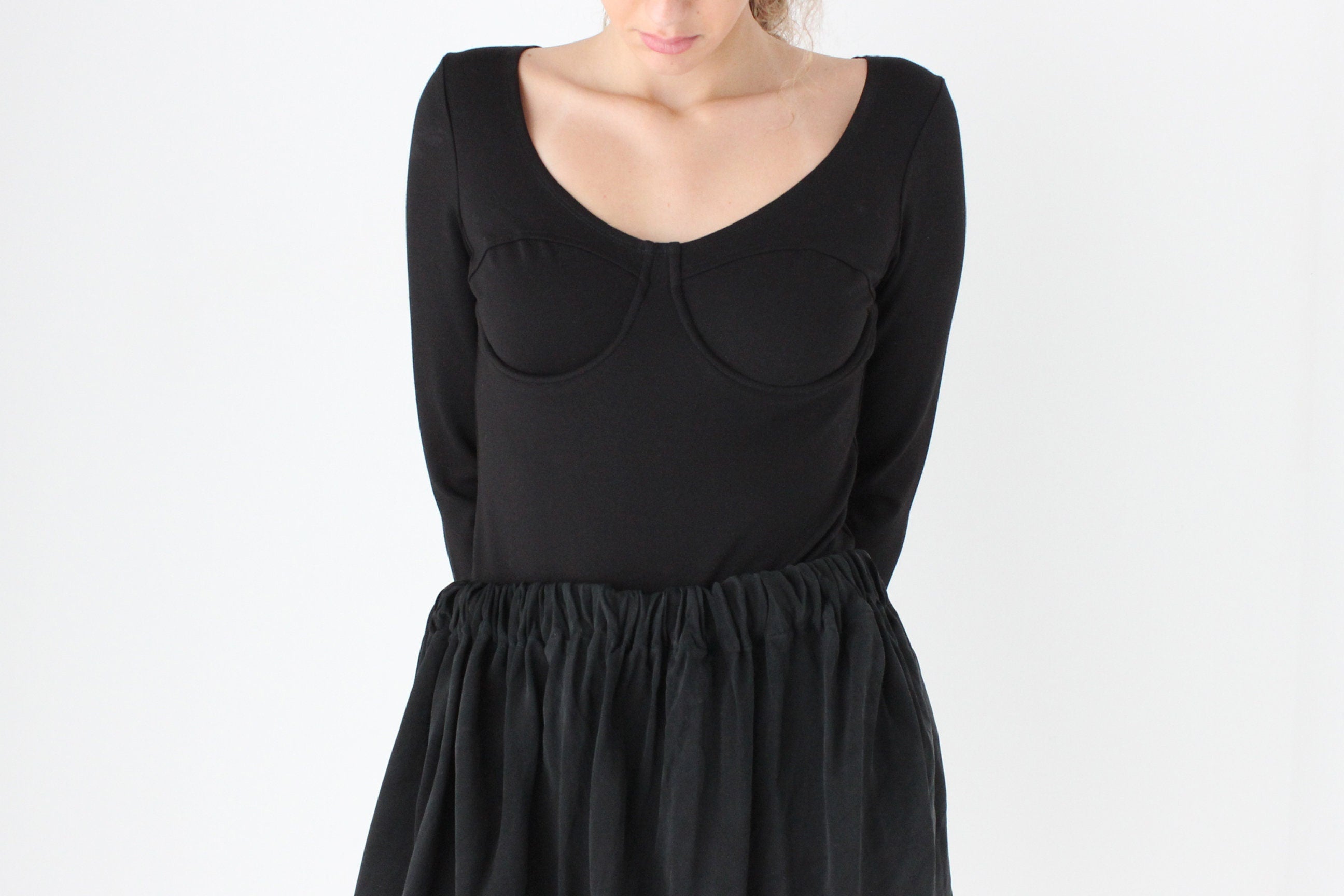Designer Fleur Du Mal Scoop Neck Underwire Long Sleeve Bodysuit