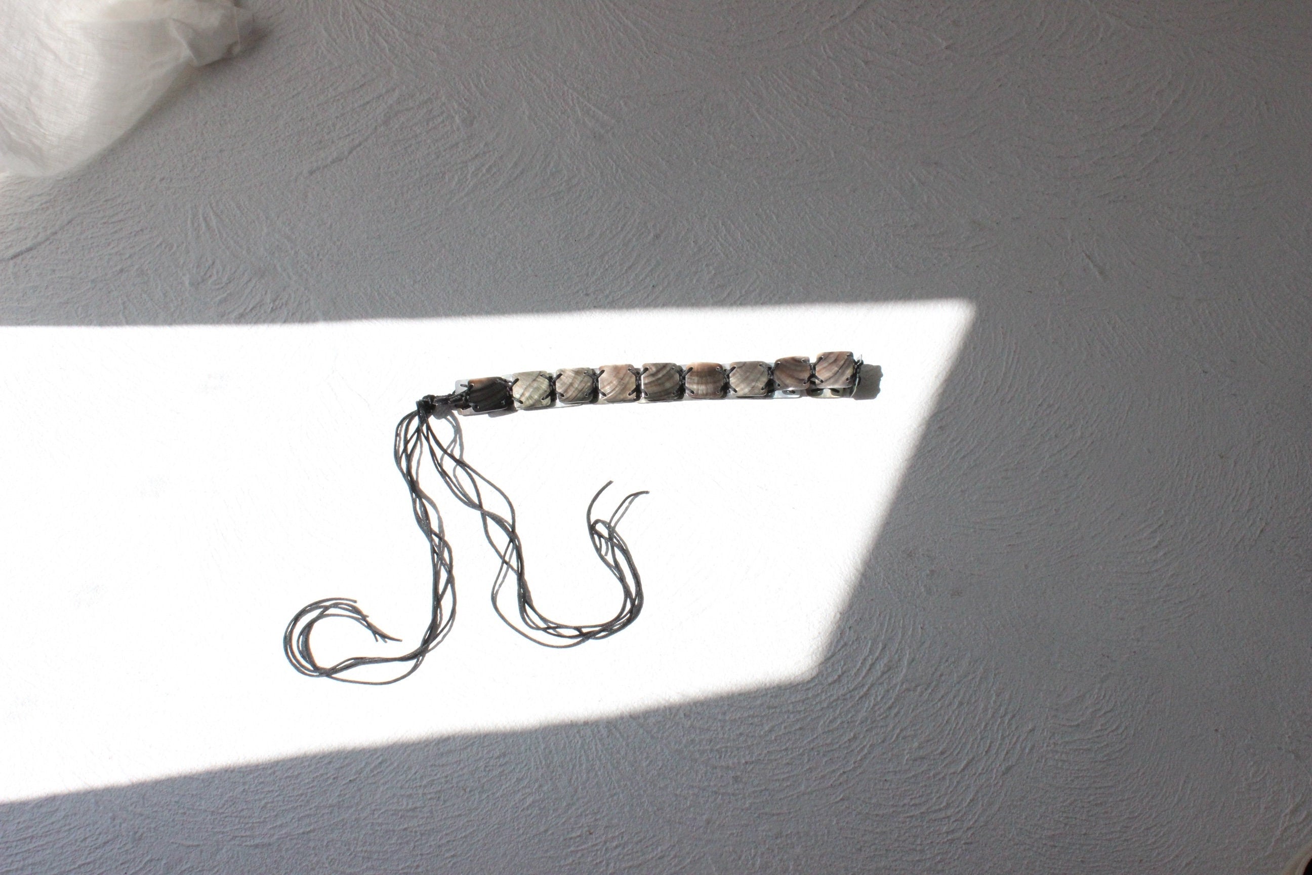90s Mother of Pearl Shell Tie Up Belt