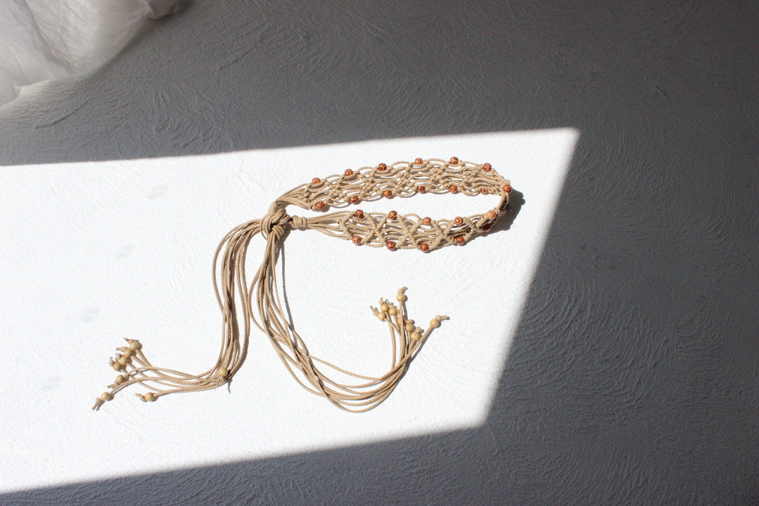 Y2K Braided Vinyl & Beaded Rope Tie Up Belt
