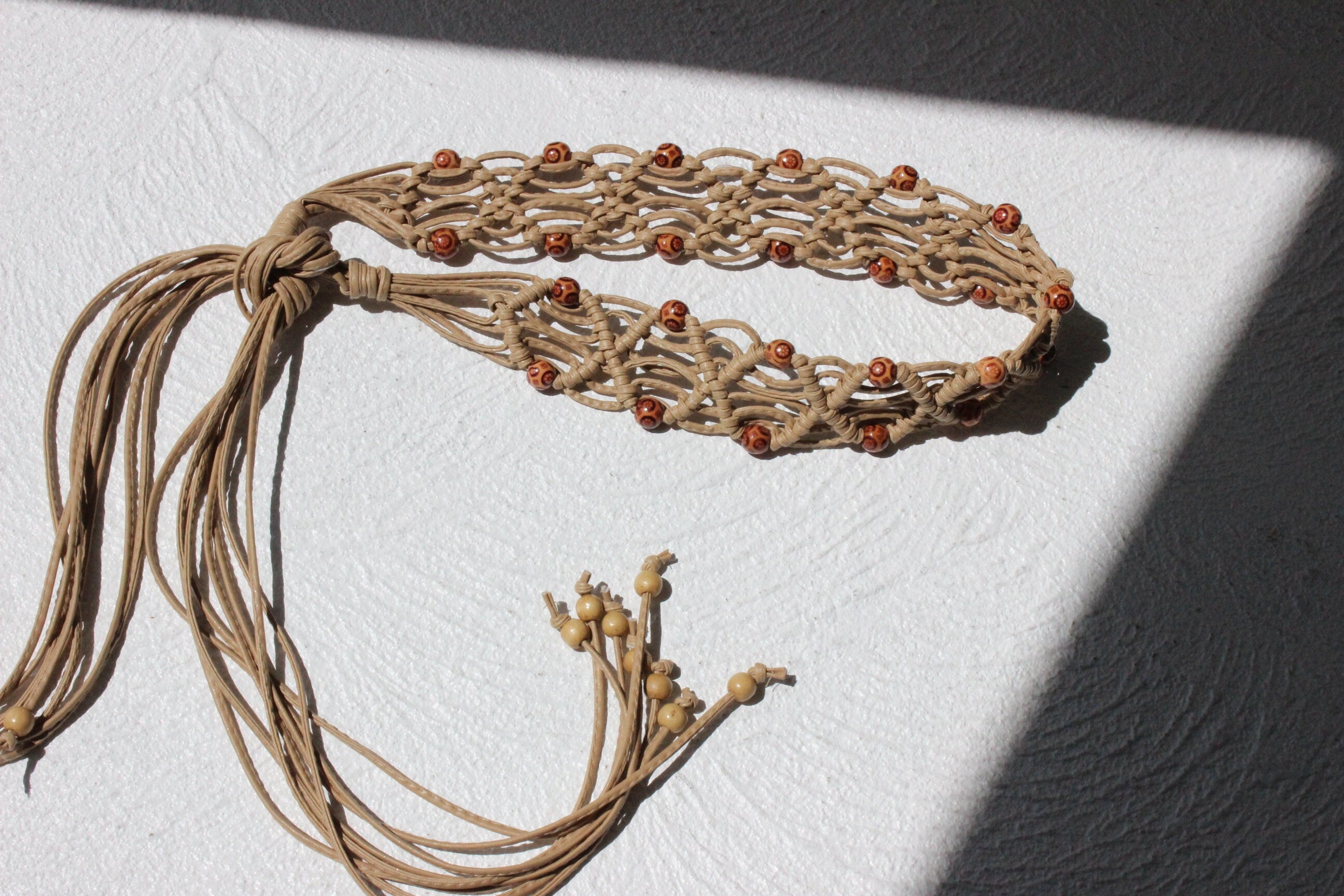 Y2K Braided Vinyl & Beaded Rope Tie Up Belt