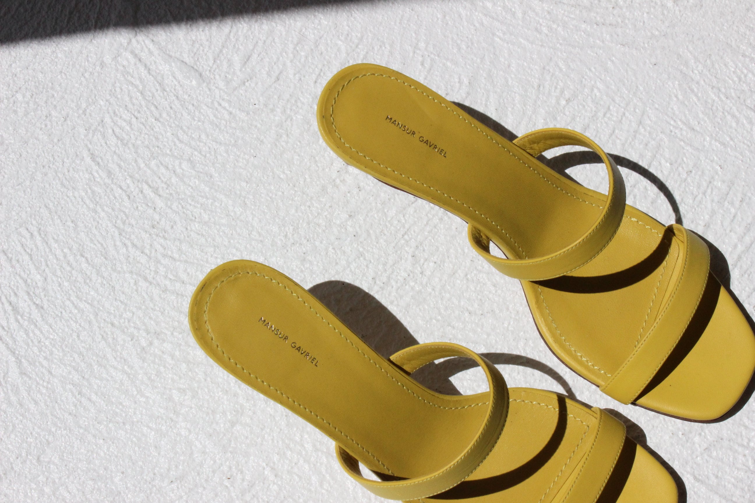 Premium Designer Mansur Gavriel Minimal Yellow Open Toe Heels ~ Euro 40