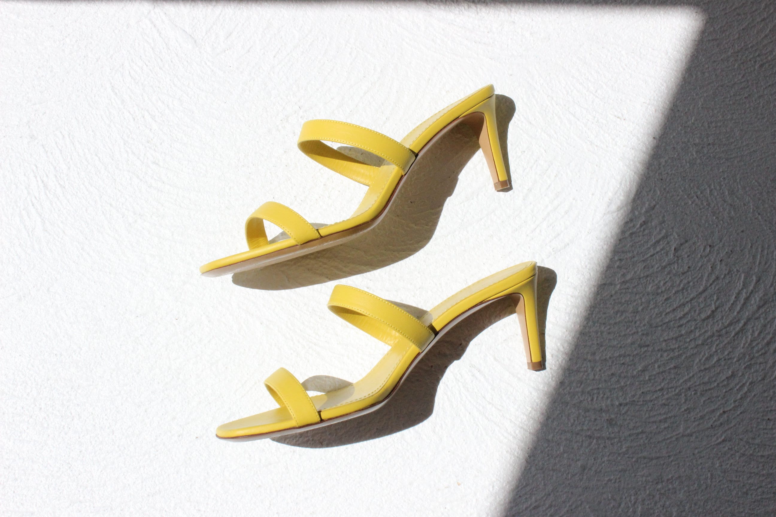 Premium Designer Mansur Gavriel Minimal Yellow Open Toe Heels ~ Euro 40
