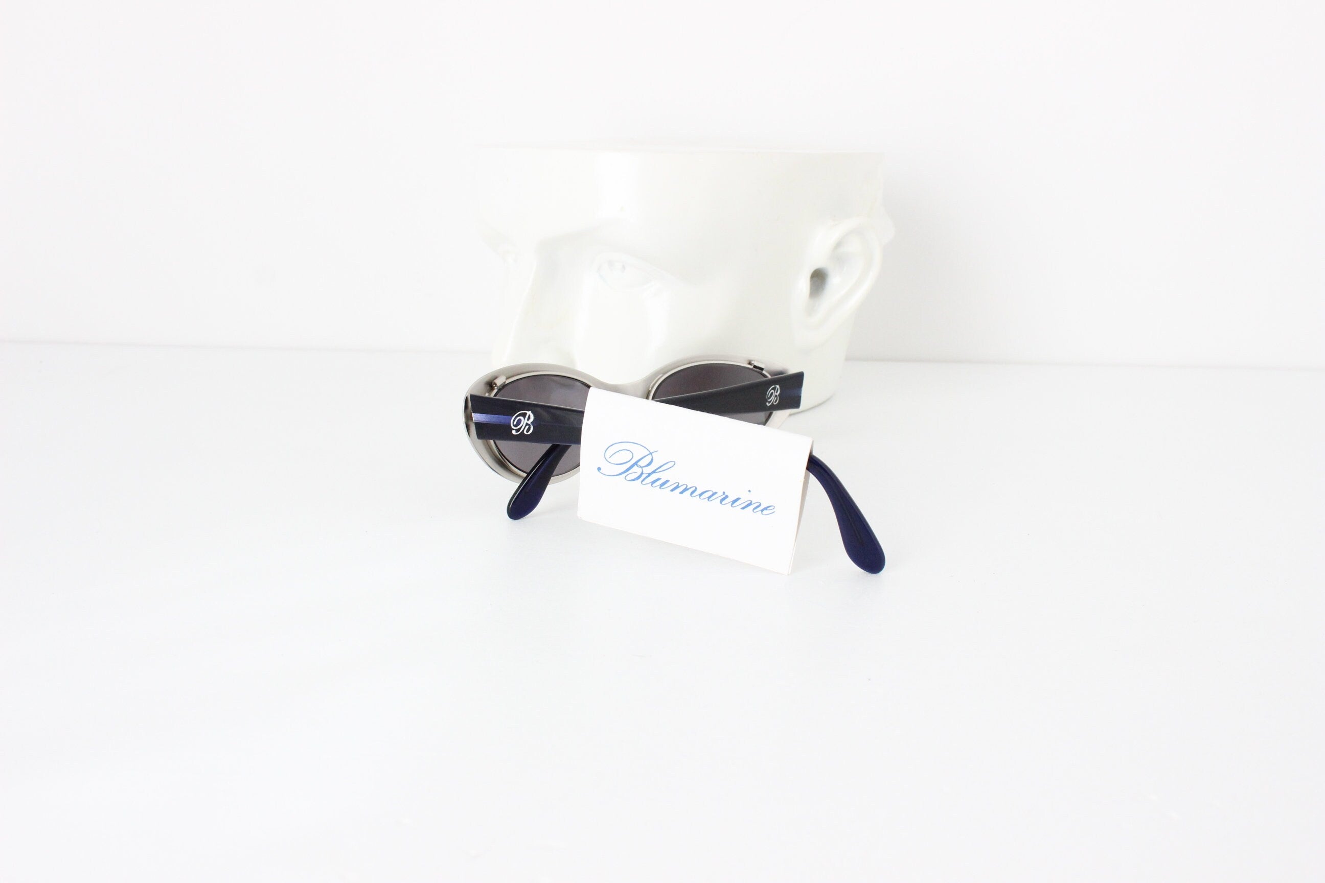 90s Blumarine Italy Silver Metal Sunglasses