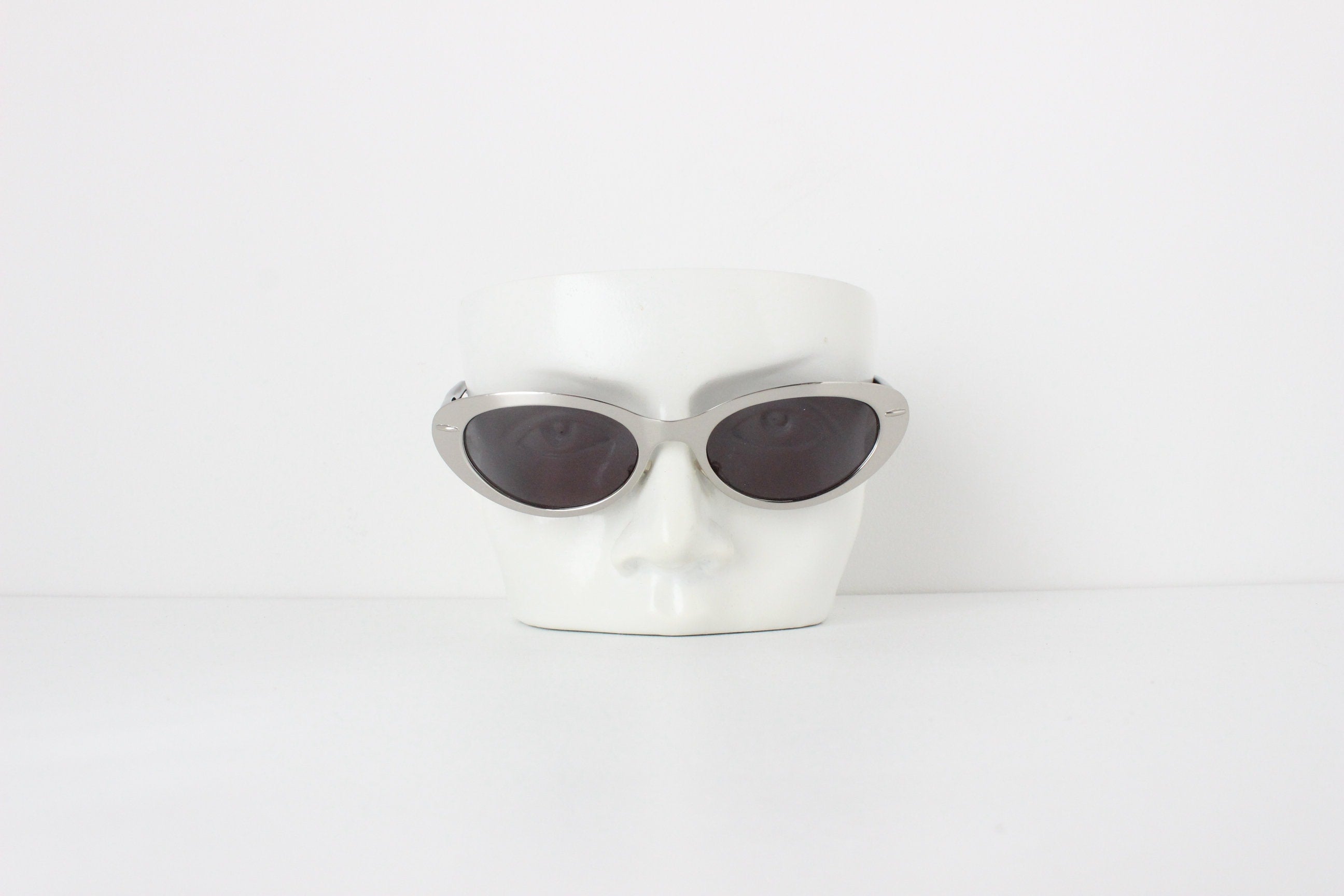 90s Blumarine Italy Silver Metal Sunglasses