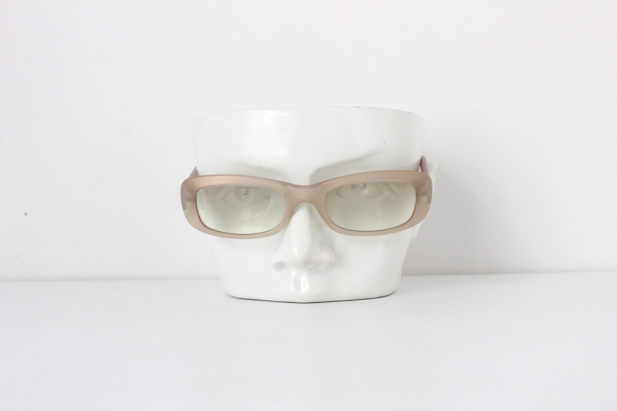 Y2K Revlon Iridescent Gold Rectangular Vintage Sunglasses - Made in Italy