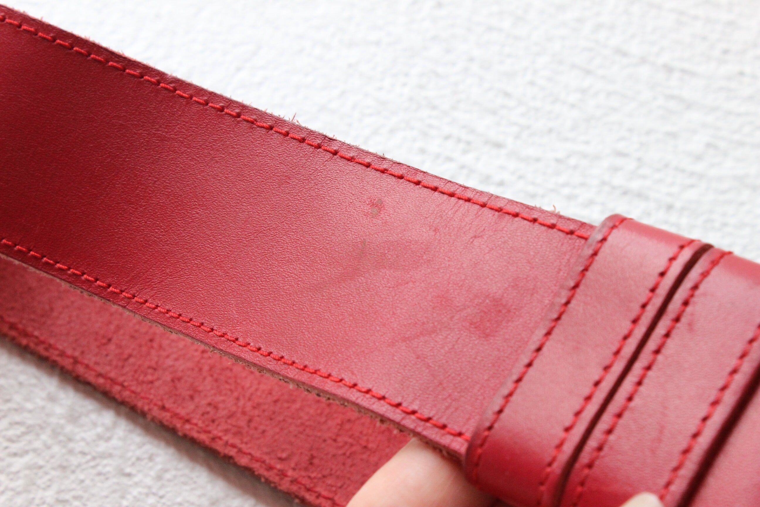 Vintage 80s Red Leather Sling Belt