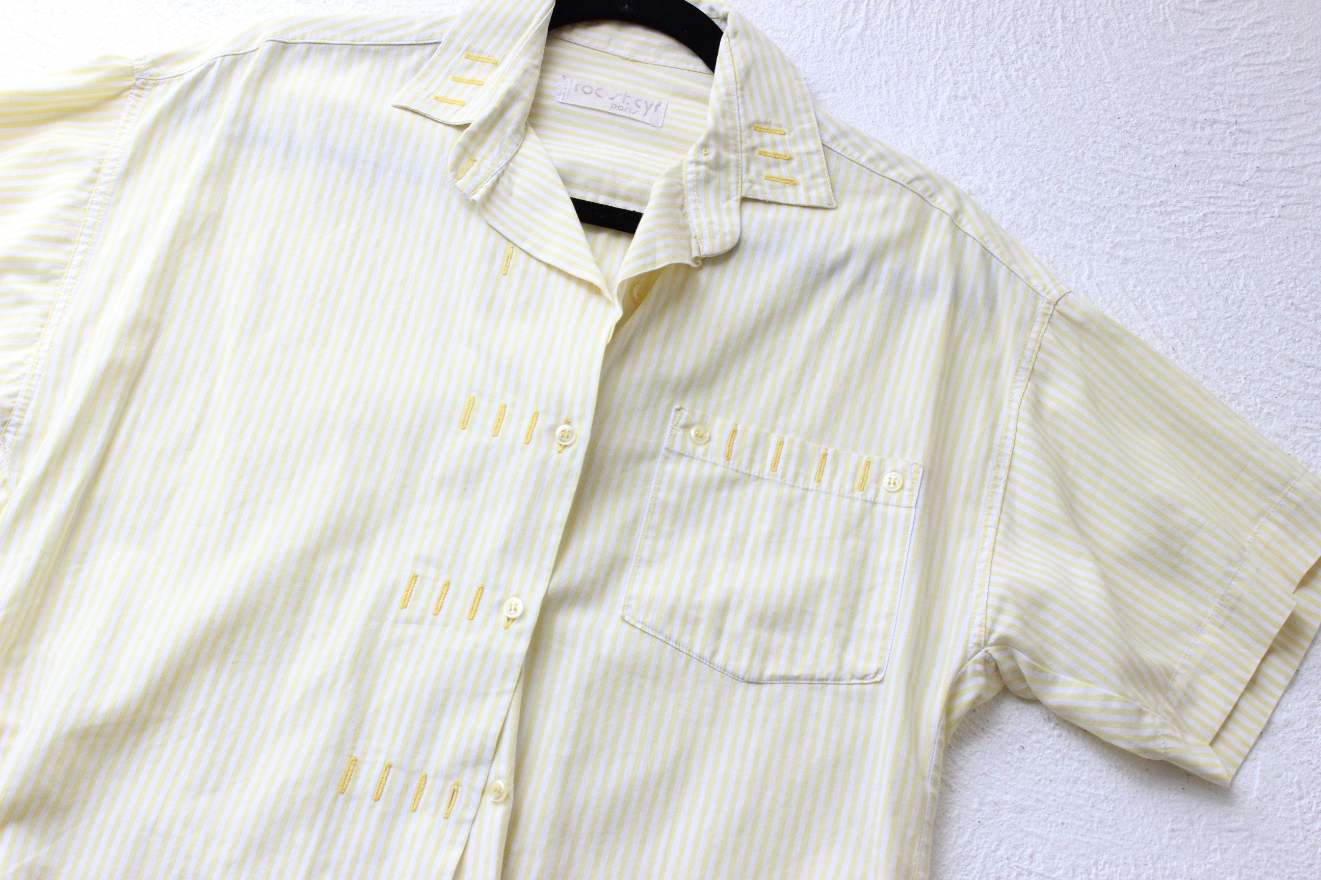 80s French Cotton Striped Boxy Shirt