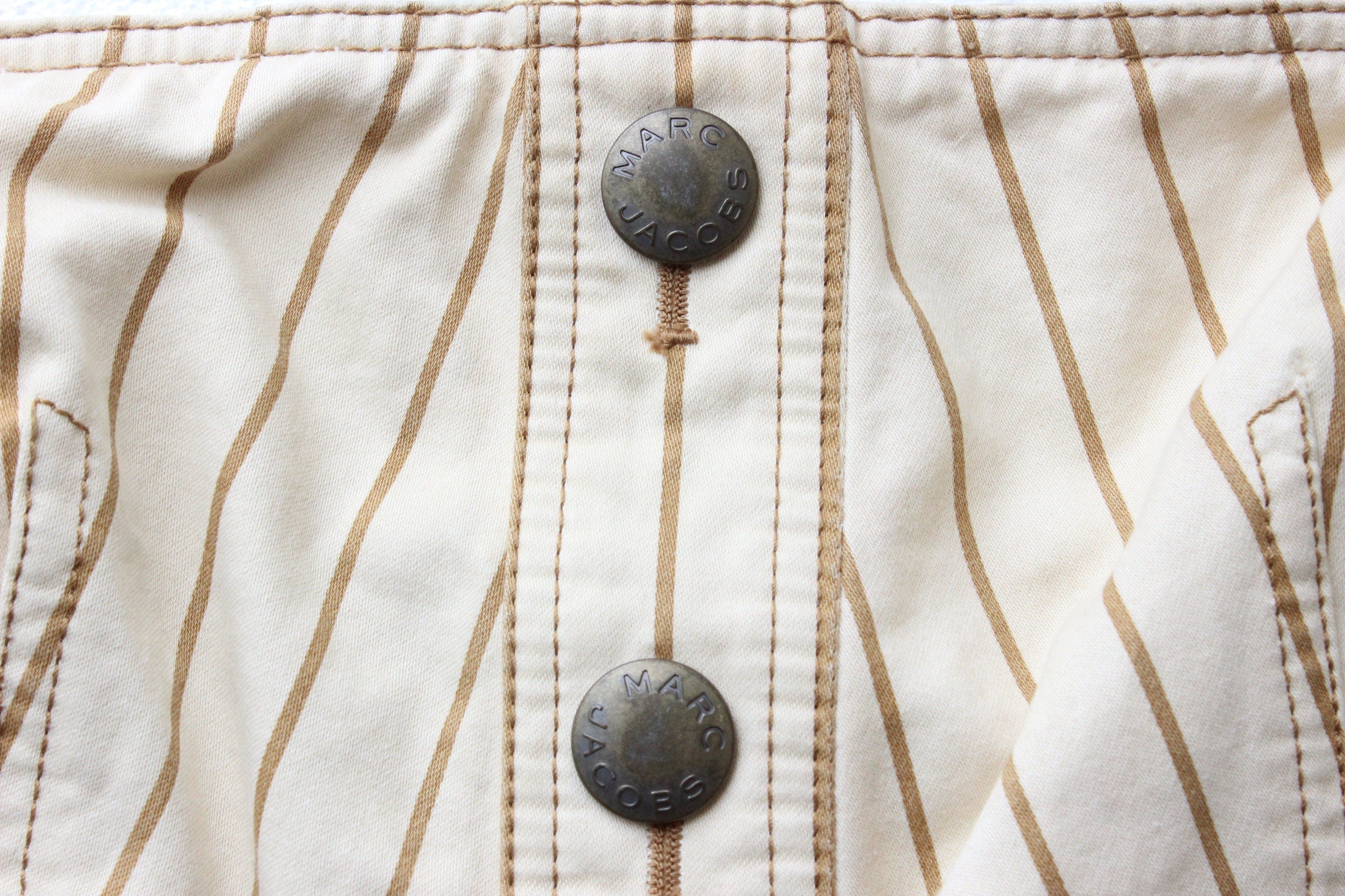 Y2K Marc Jacobs Denim Striped Strapless Mini