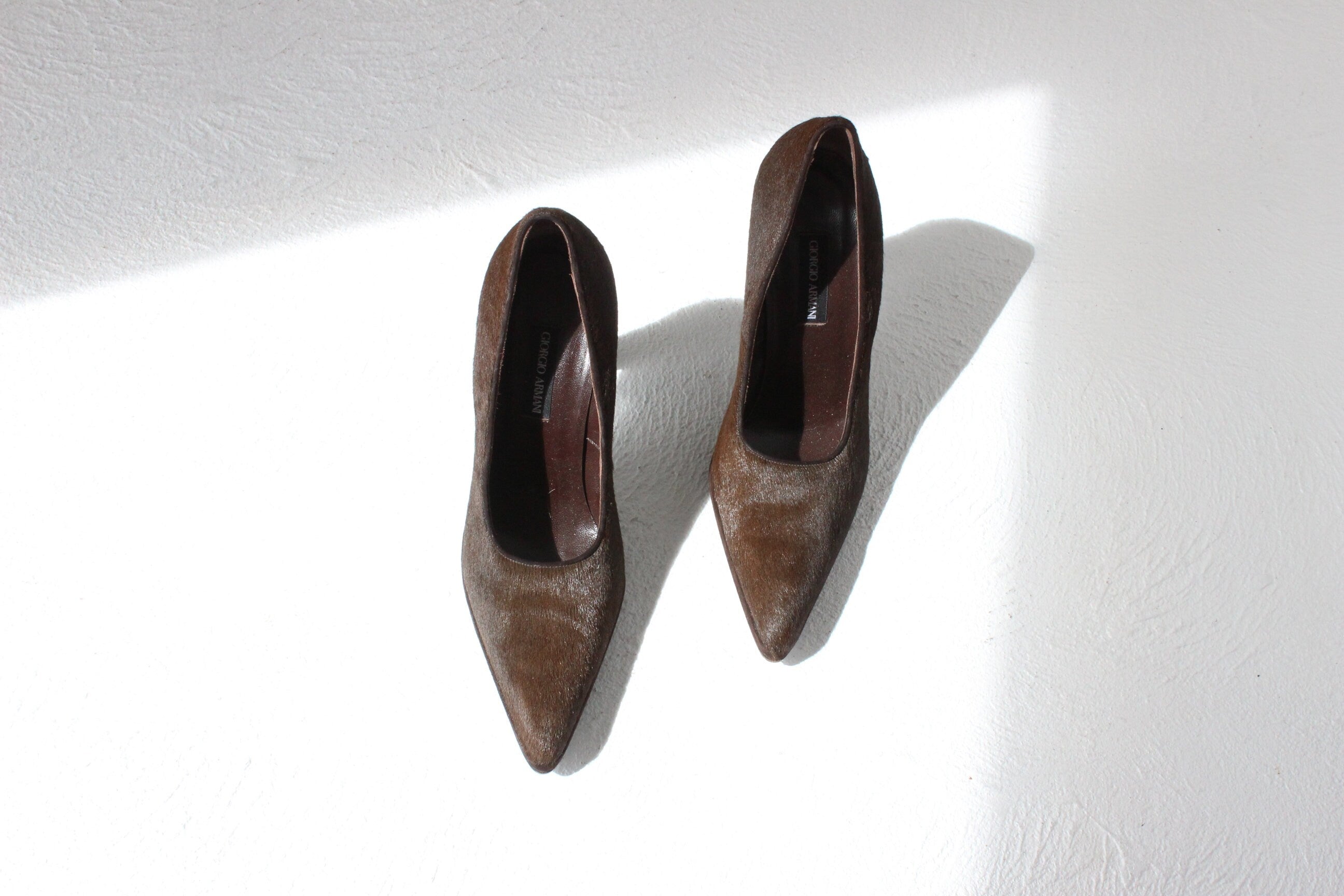 90s Giorgio Armani Textured Pony Fur Pumps ~ Euro 38