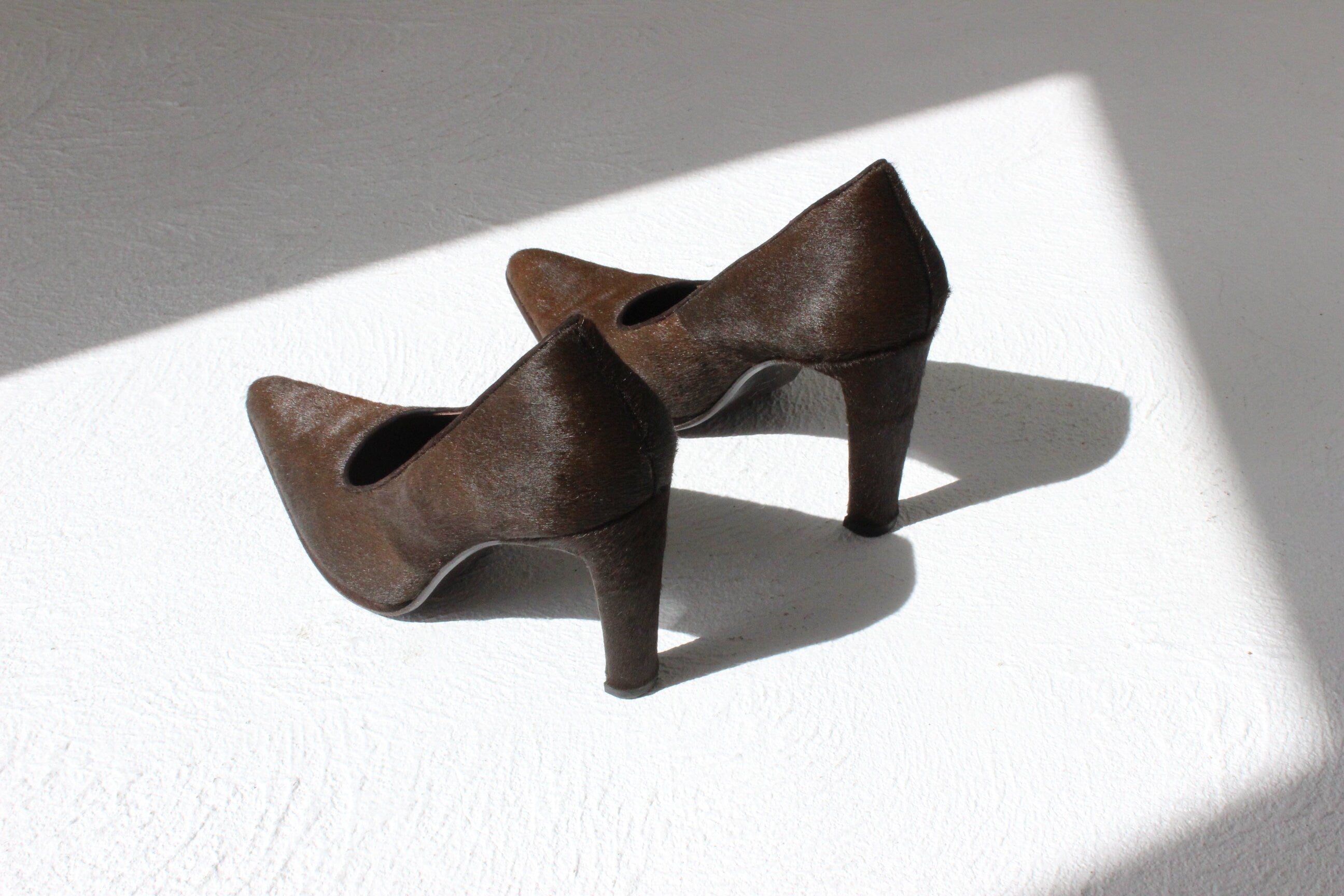 90s Giorgio Armani Textured Pony Fur Pumps ~ Euro 38