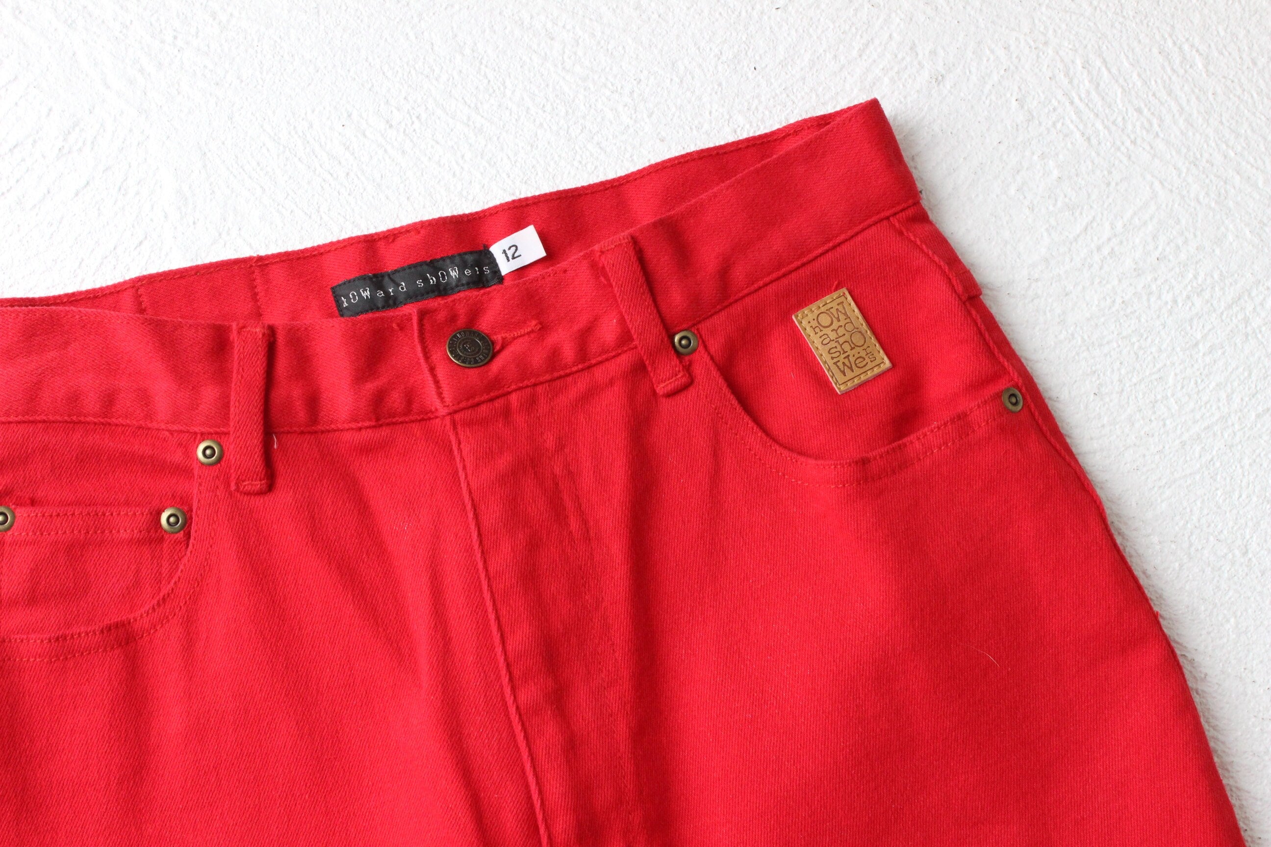 90s Quality Red Denim Jeans by Howard Showers