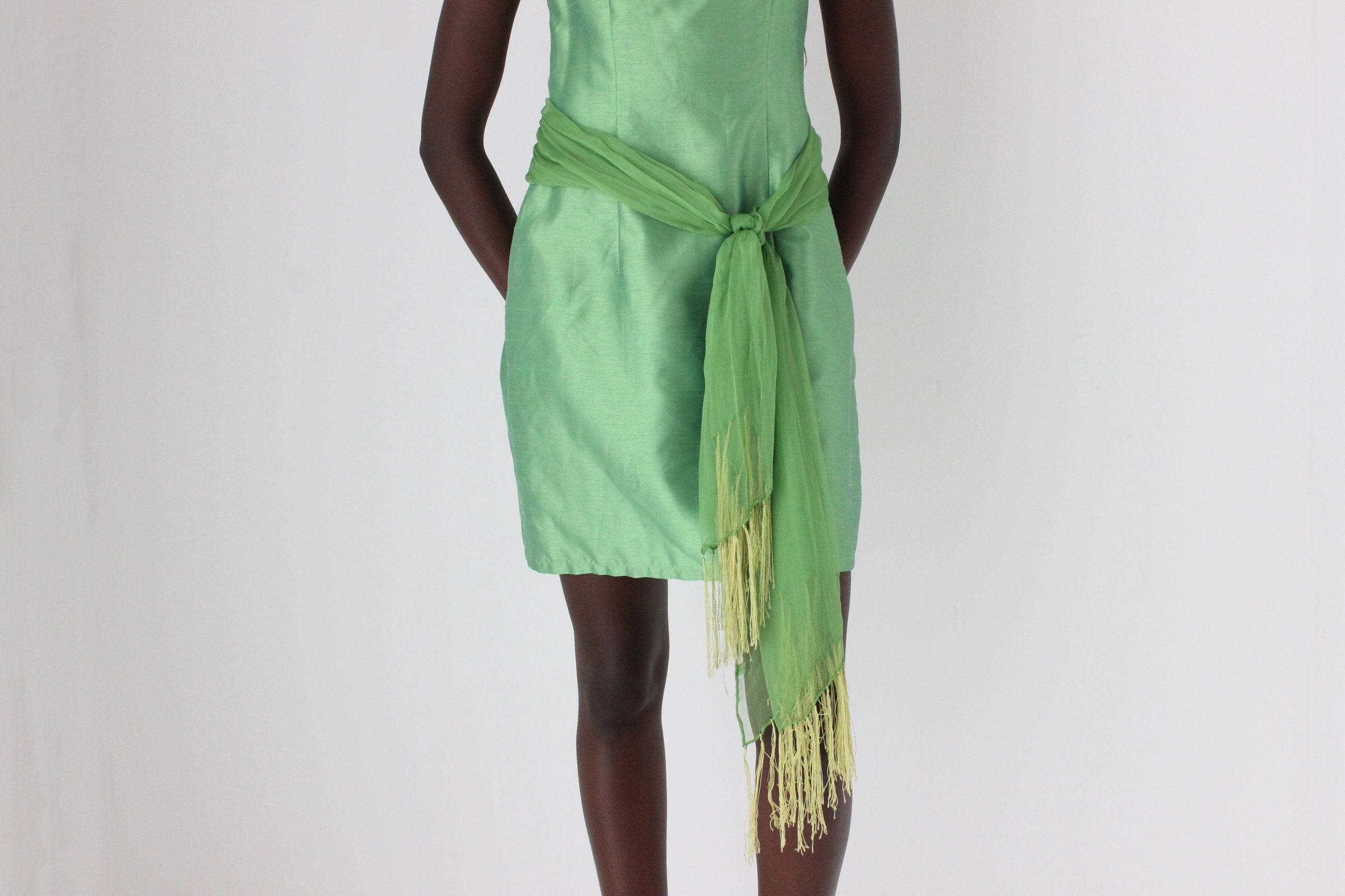 80s PURE SILK Georgette Sheer Sash Runner Belt