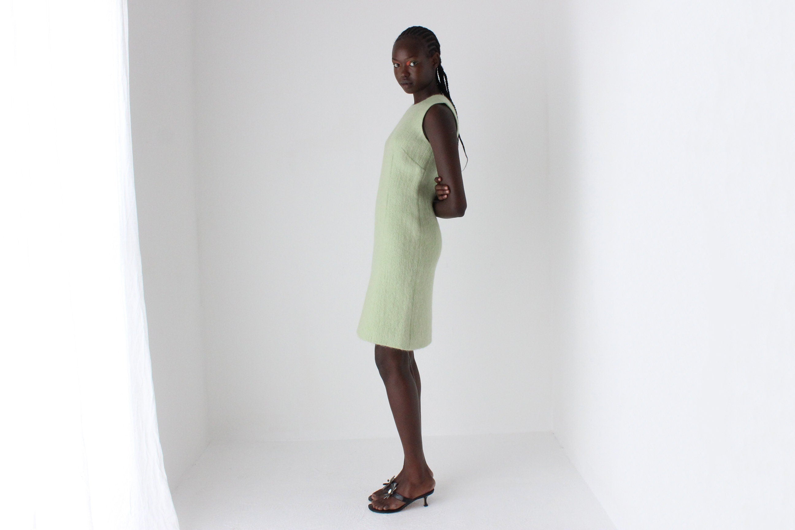 90s MOSCHINO Mohair & Wool Textured Shift Dress