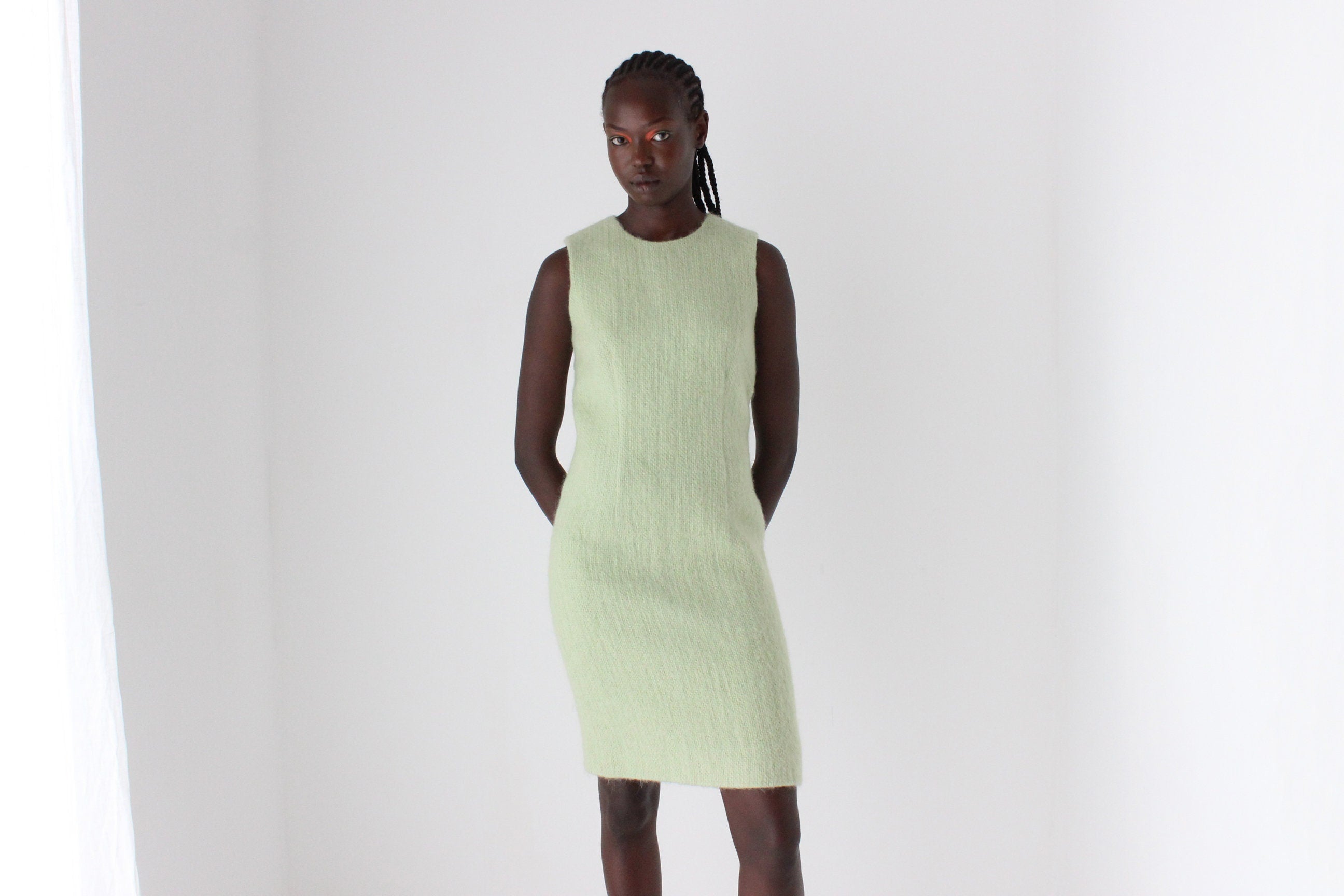 90s MOSCHINO Mohair & Wool Textured Shift Dress