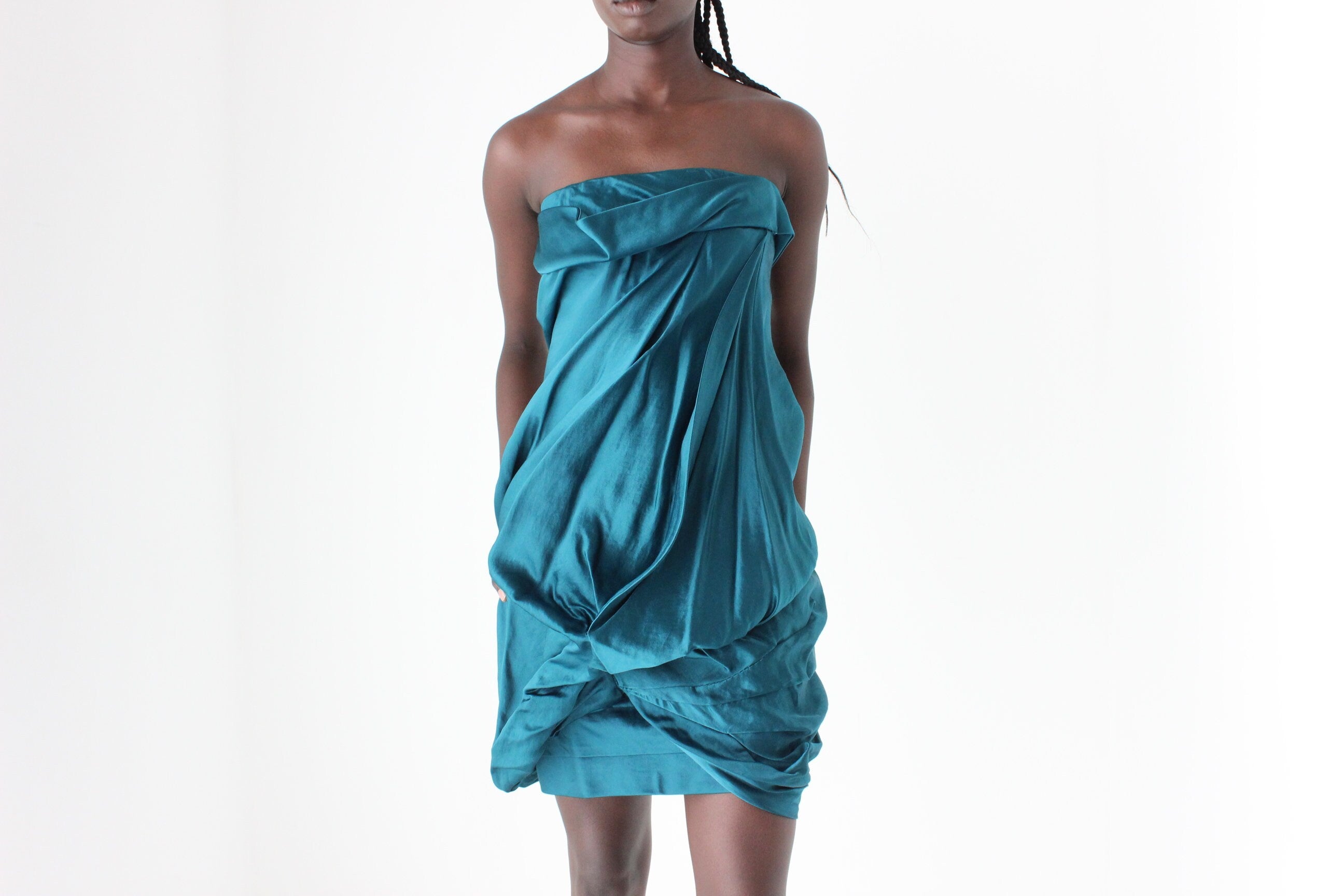 Y2K DONNA KARAN Sculptural Satin Dress