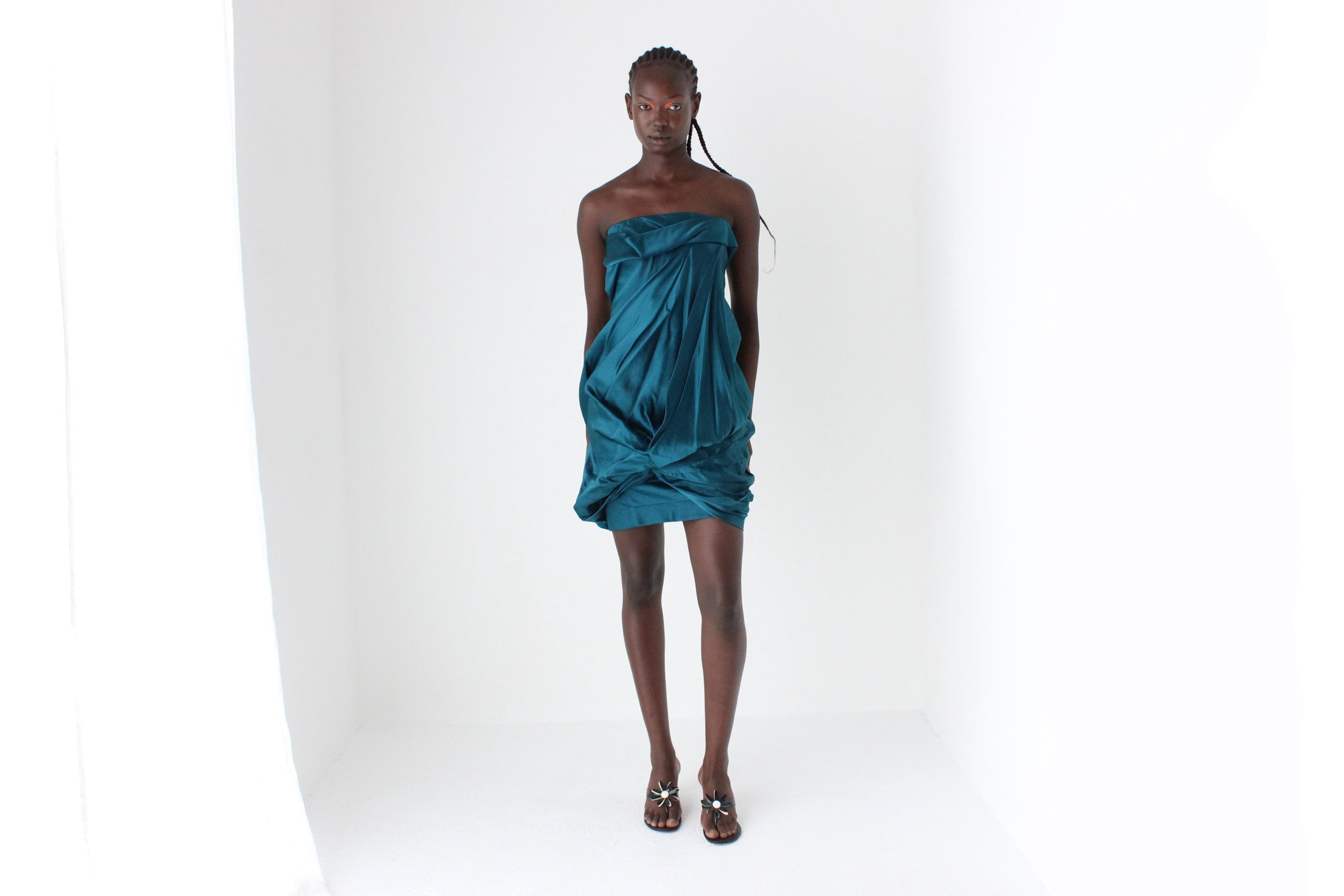 Y2K DONNA KARAN Sculptural Satin Dress