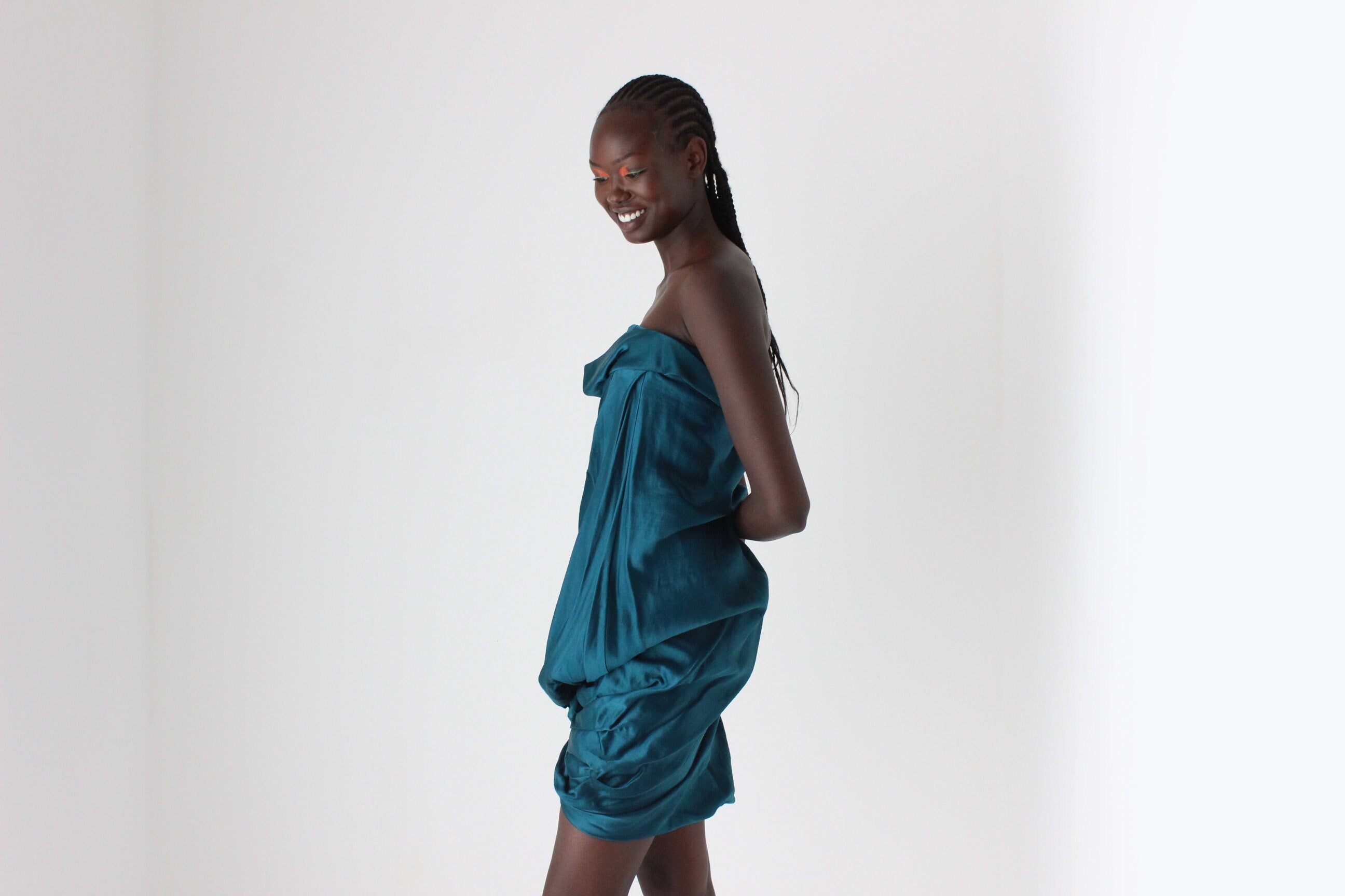 Y2K DONNA KARAN Sculptural Satin Dress