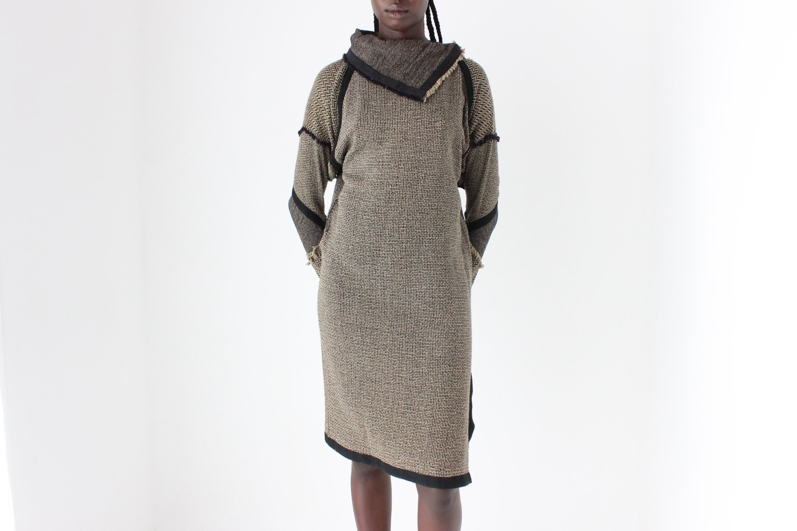 80s Anthea Crawford Woven Textured Sheath Dress