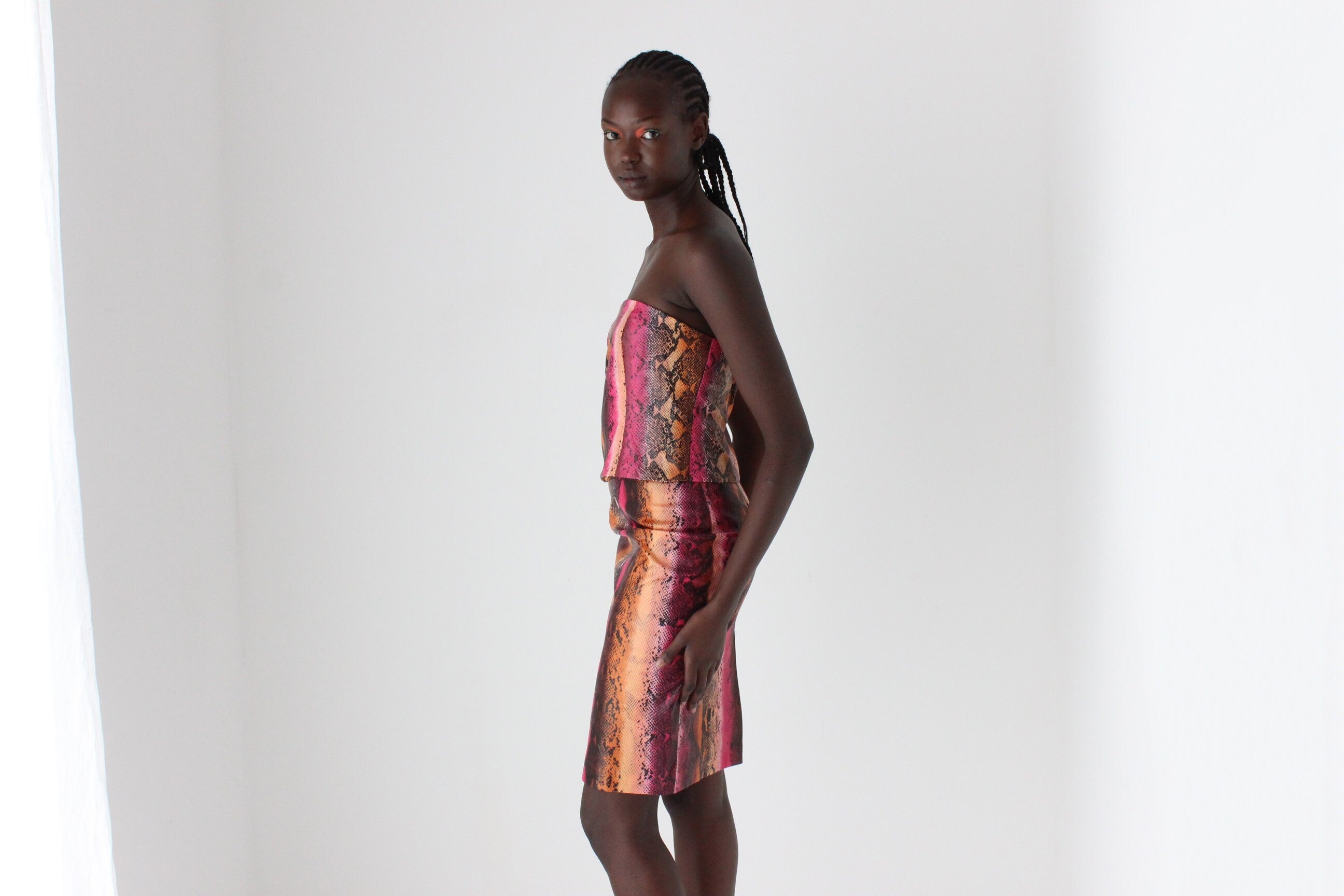 Fabulous Y2K Python PVC Matching Top & Skirt Set
