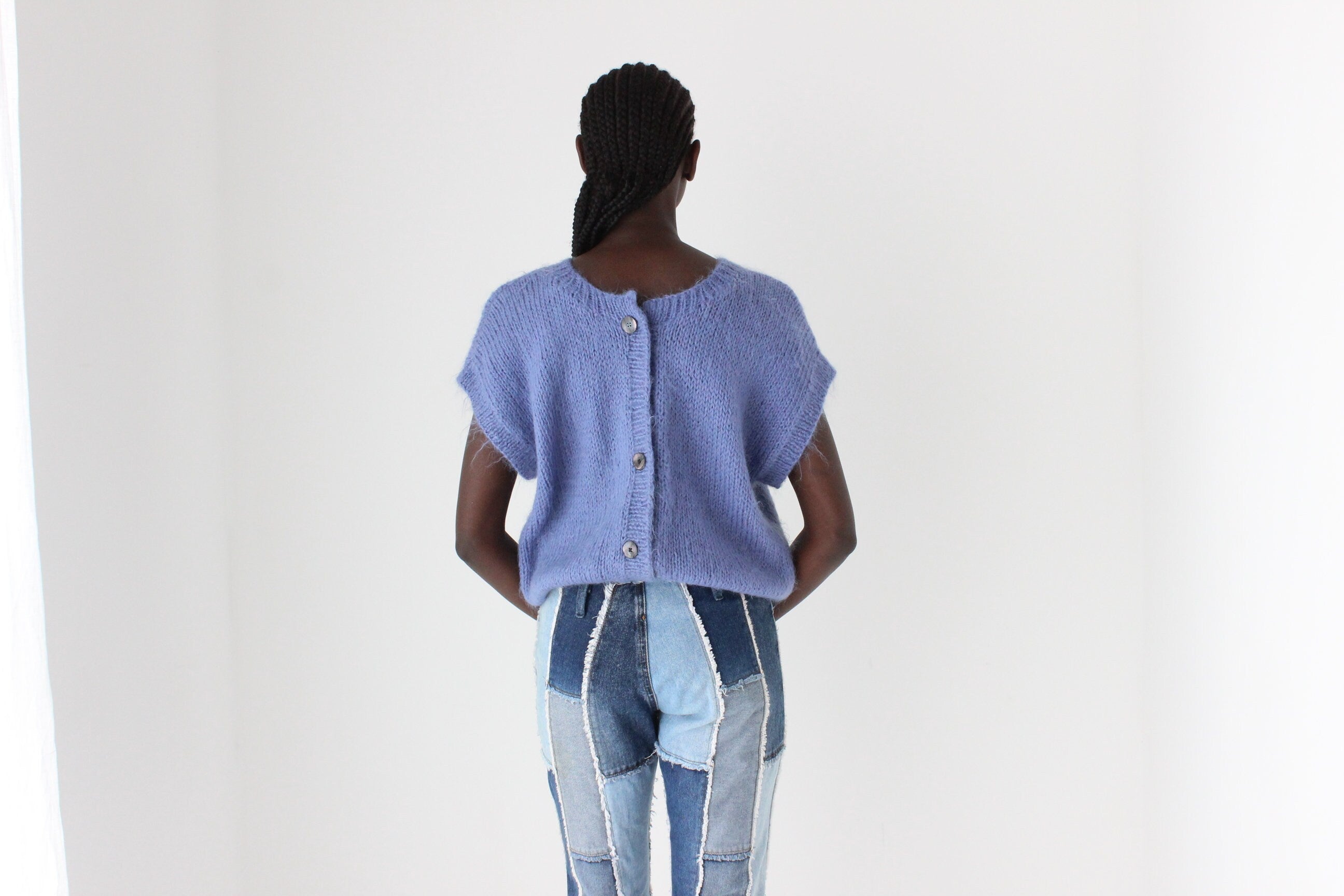 80s Textured Fluffy Mohair Knit Sweater Tee