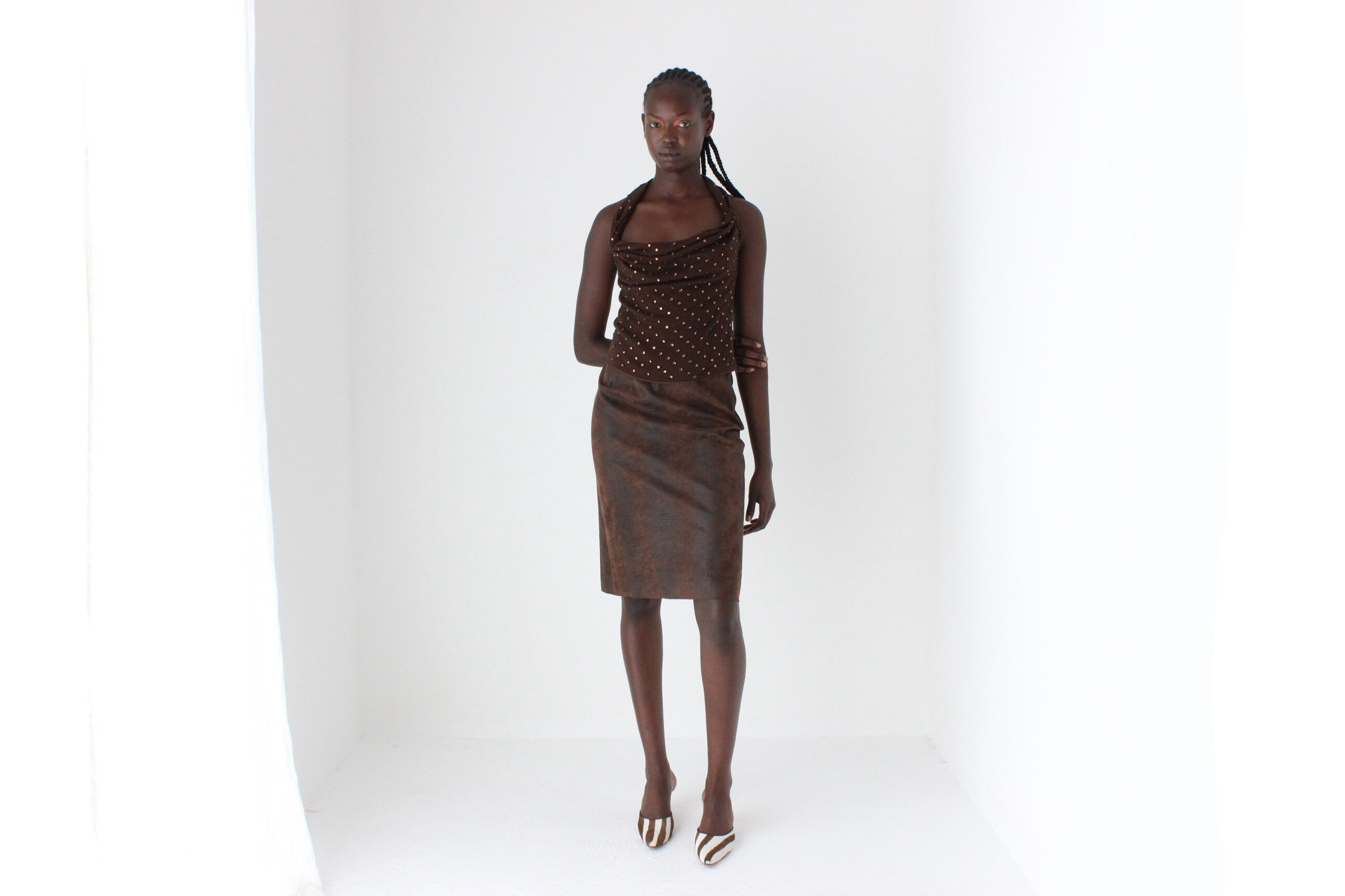 Y2K Diamonte Knit Textured Disco Halter Top