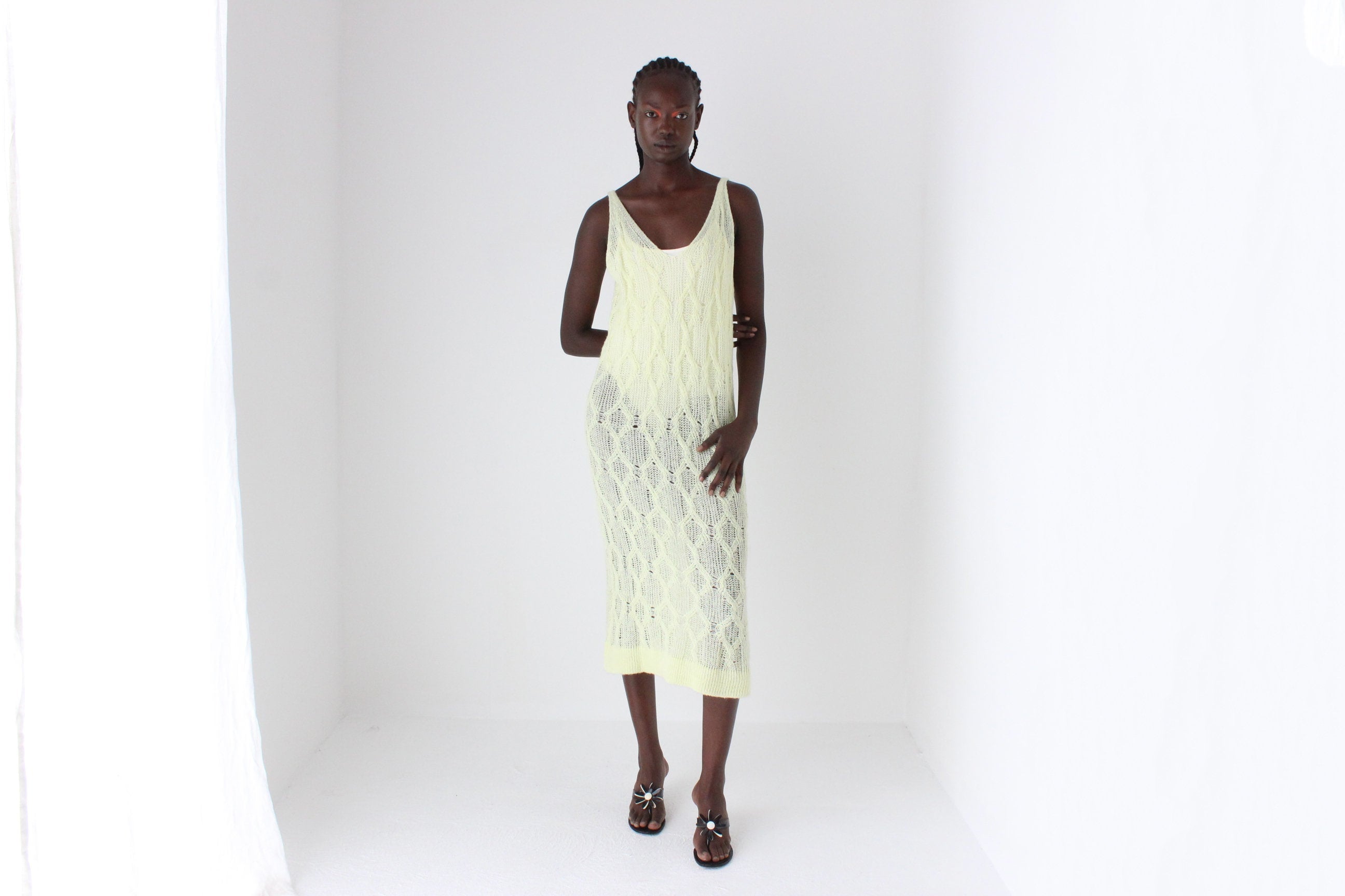 Unusual 2000s Pastel Cable Knit Tank Dress