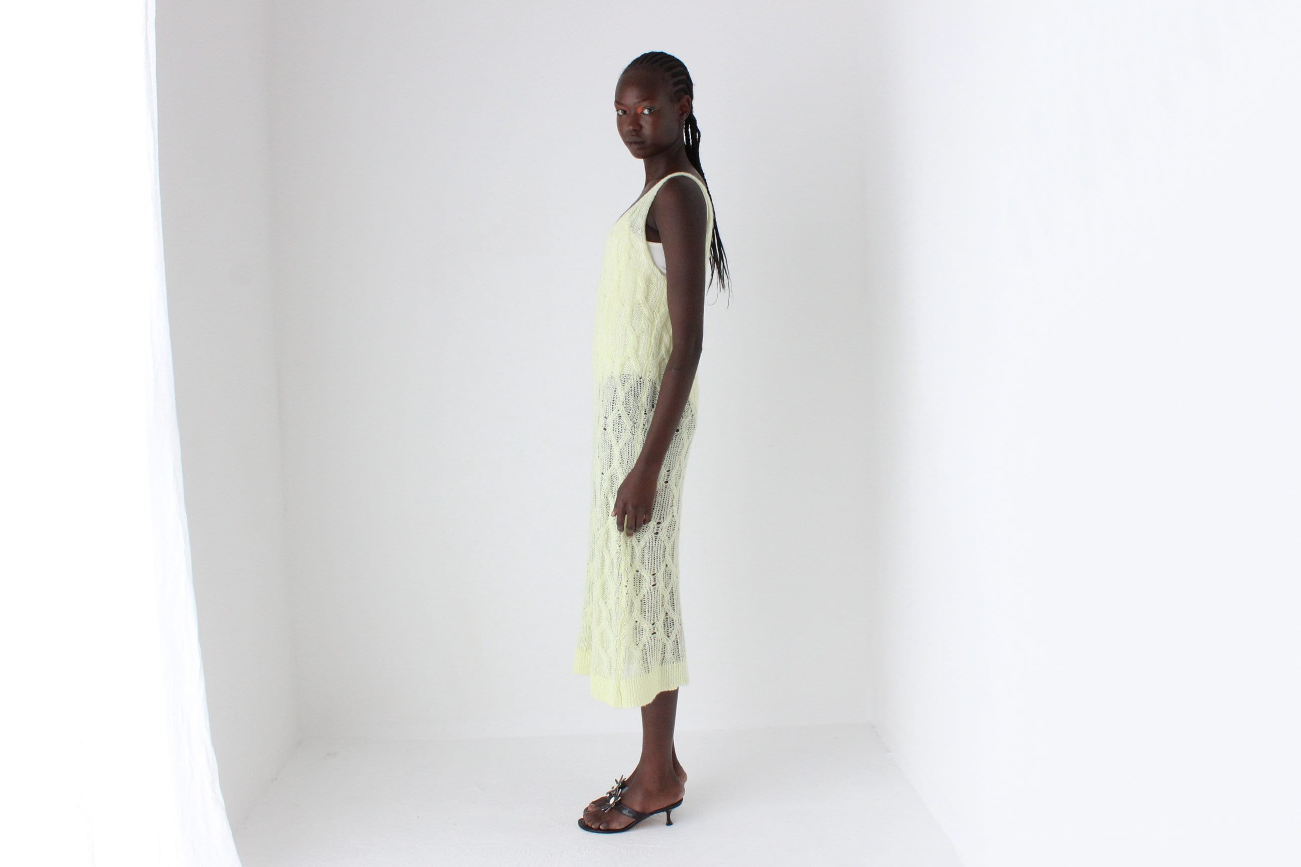 Unusual 2000s Pastel Cable Knit Tank Dress